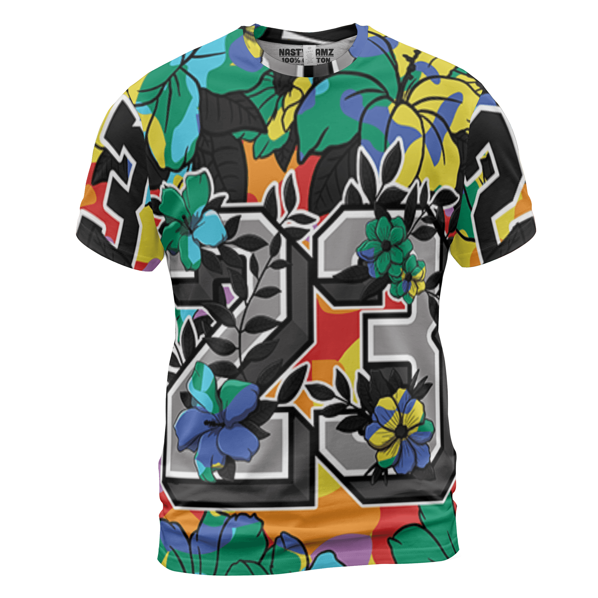Mid GS Six Championships 1s T Shirt Match 23 Floral 3D All-Over Print Flowers - NastyJamz