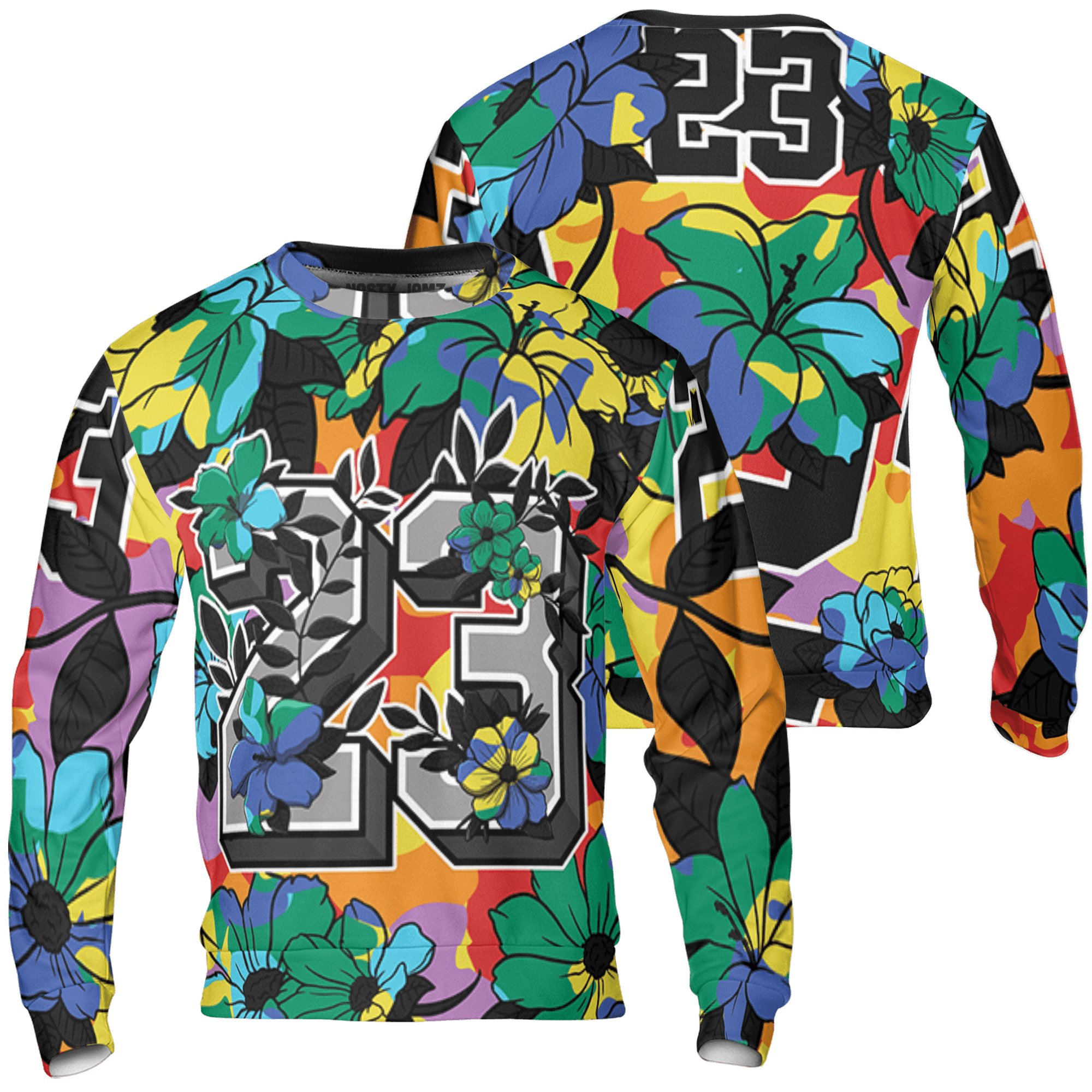 Mid GS Six Championships 1s Sweatshirt Match 23 Floral 3D All-Over Print Flowers - NastyJamz