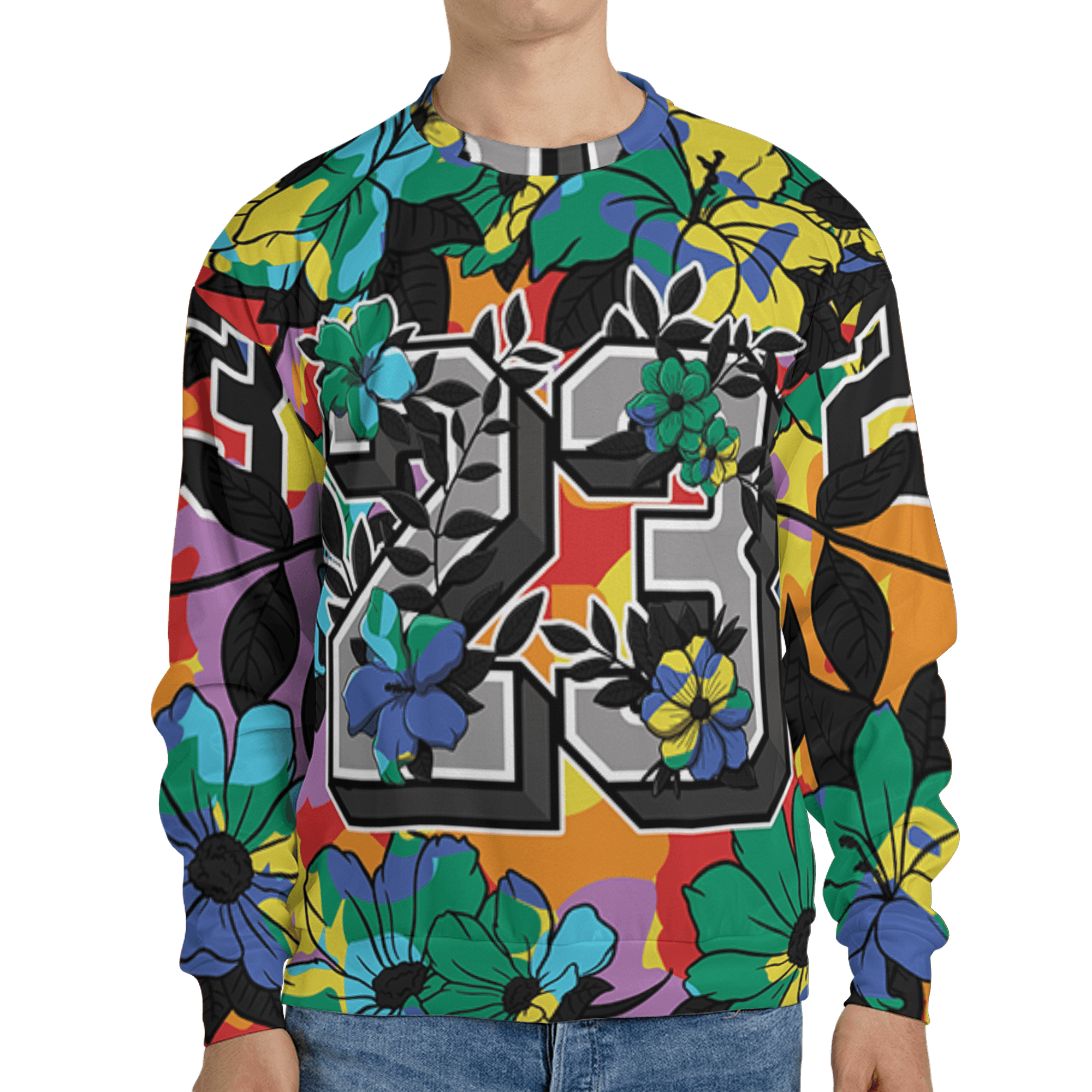 Mid GS Six Championships 1s Sweatshirt Match 23 Floral 3D All-Over Print Flowers - NastyJamz