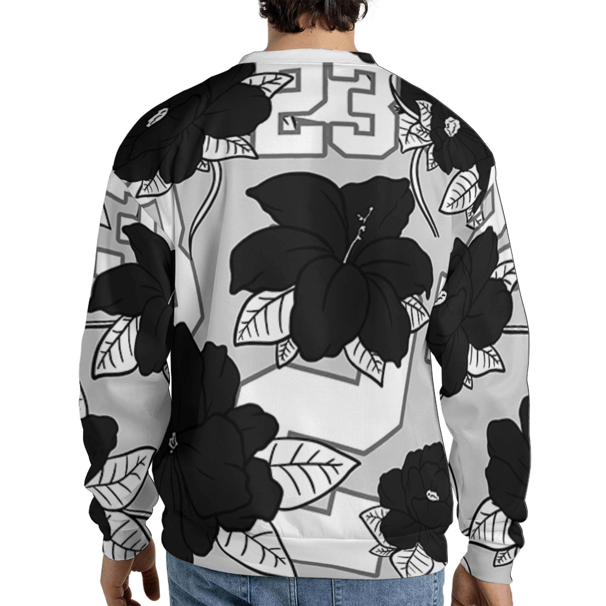 Retro High OG Black White 1s Sweatshirt Match 23 Floral 3D All-Over Print Flowers - NastyJamz