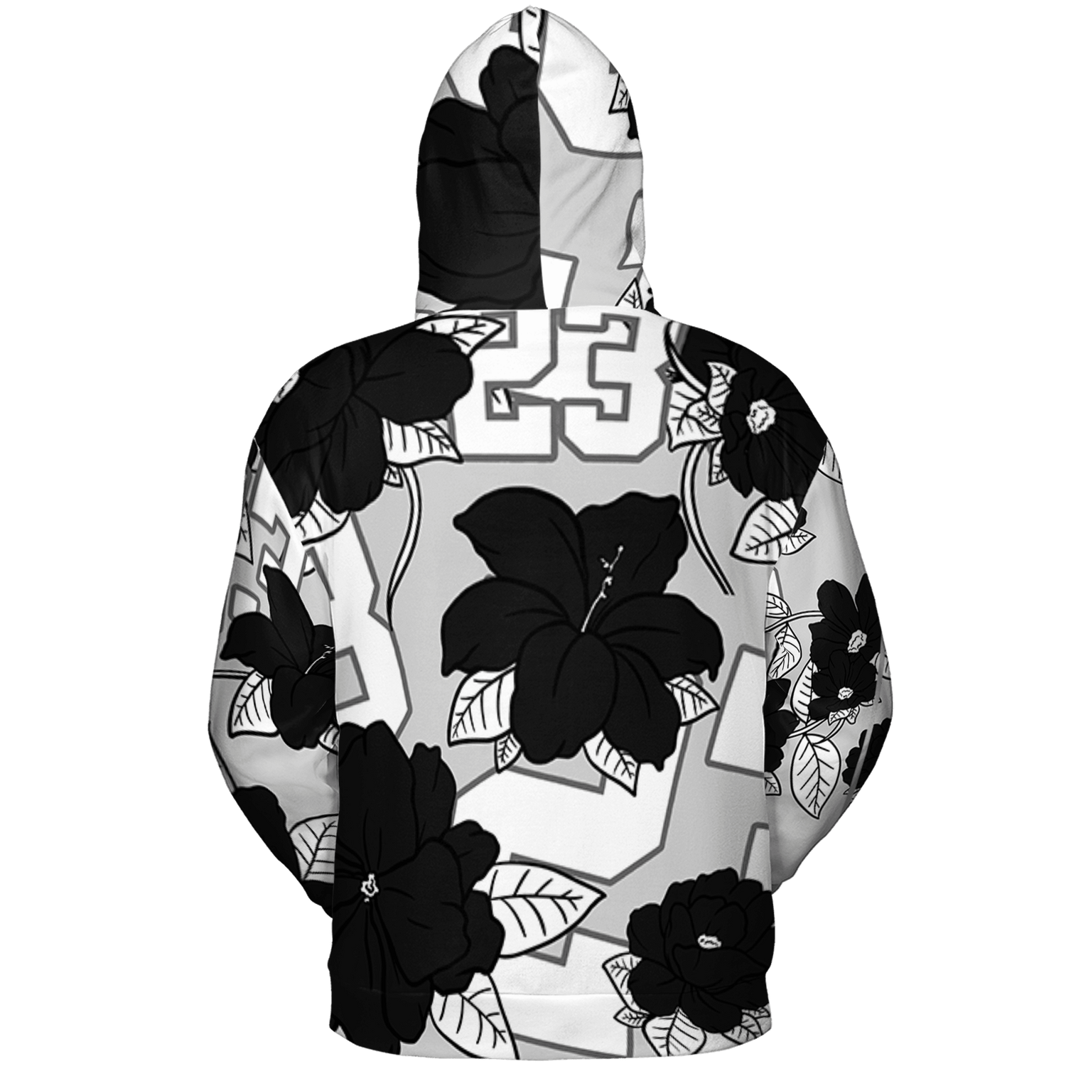 Retro High OG Black White 1s Hoodie Match 23 Floral 3D All-Over Print Flowers - NastyJamz