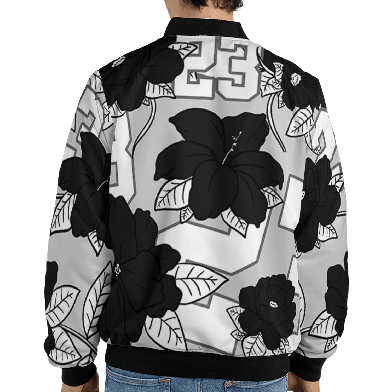Retro High OG Black White 1s Jacket Match 23 Floral 3D All-Over Print Flowers - NastyJamz