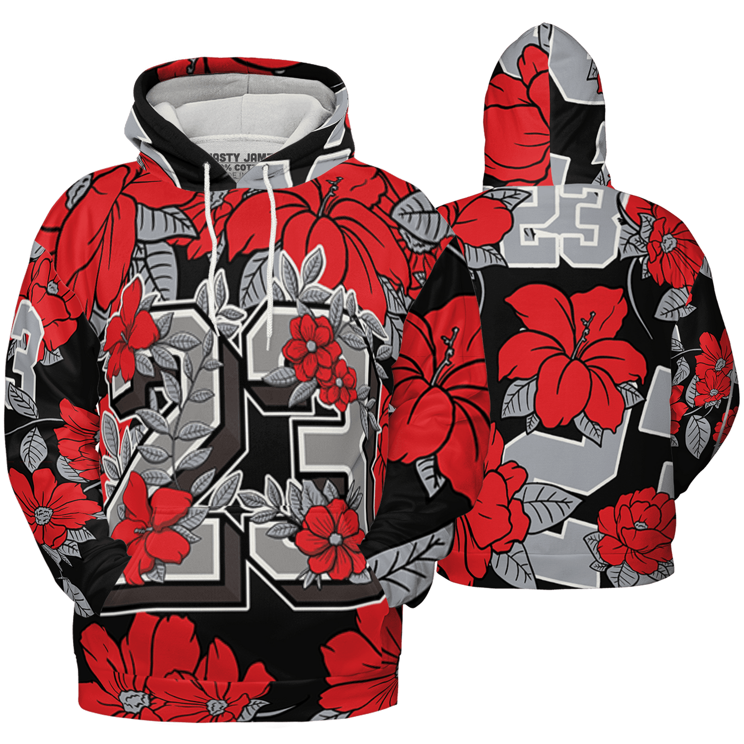 Bred Reimagined 4s Hoodie Match 23 Floral 3D All-Over Print Flowers - NastyJamz