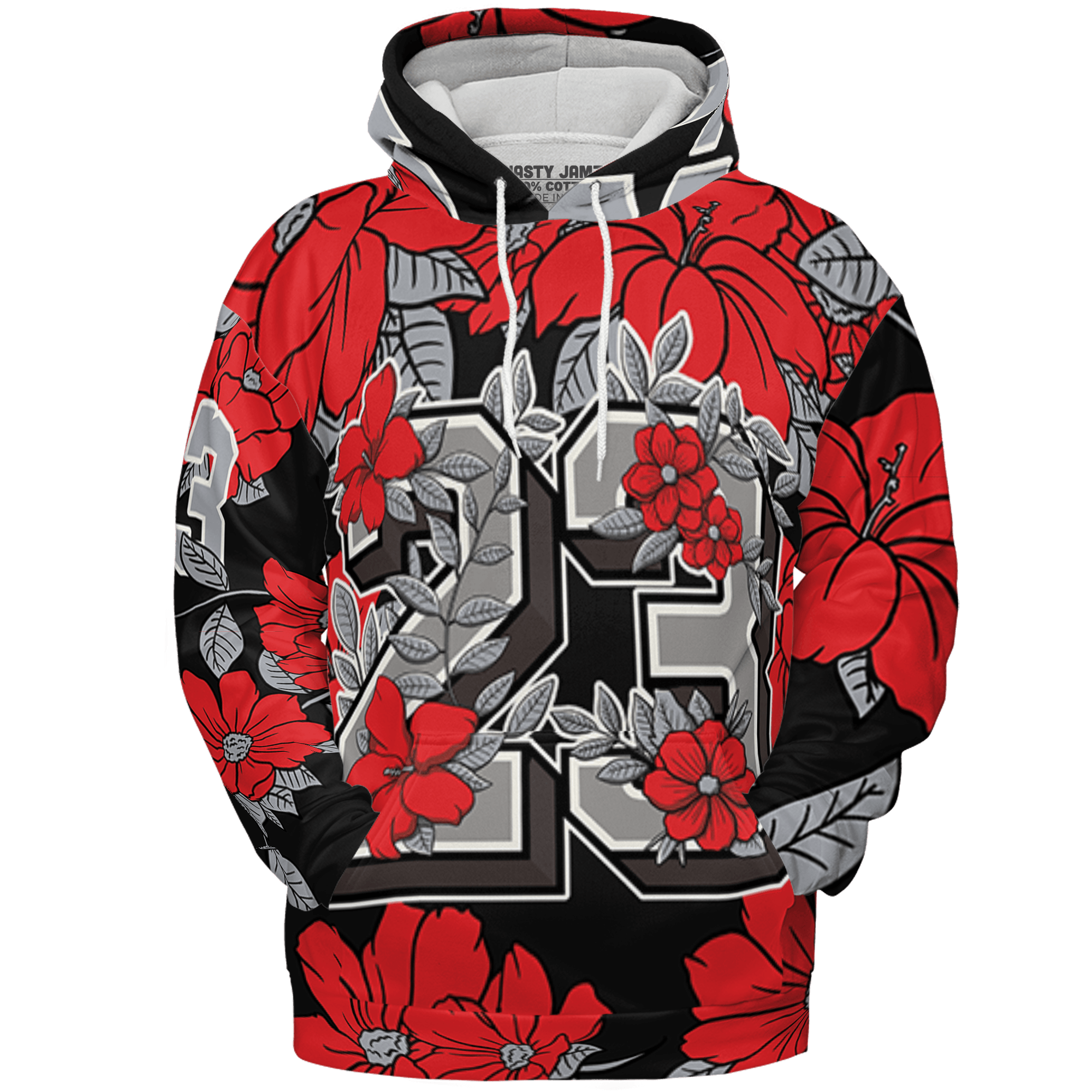 Bred Reimagined 4s Hoodie Match 23 Floral 3D All-Over Print Flowers - NastyJamz