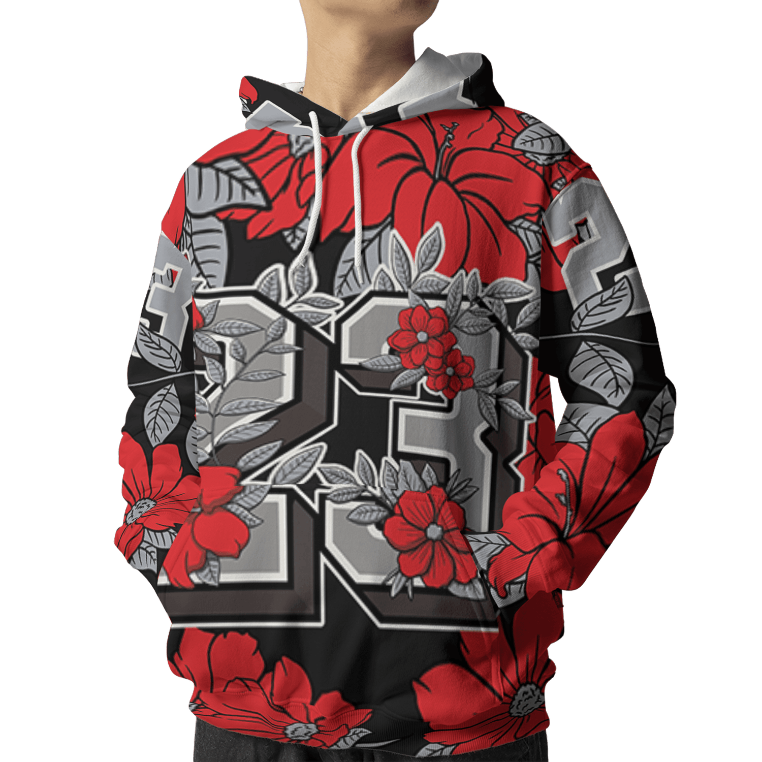 Bred Reimagined 4s Hoodie Match 23 Floral 3D All-Over Print Flowers - NastyJamz