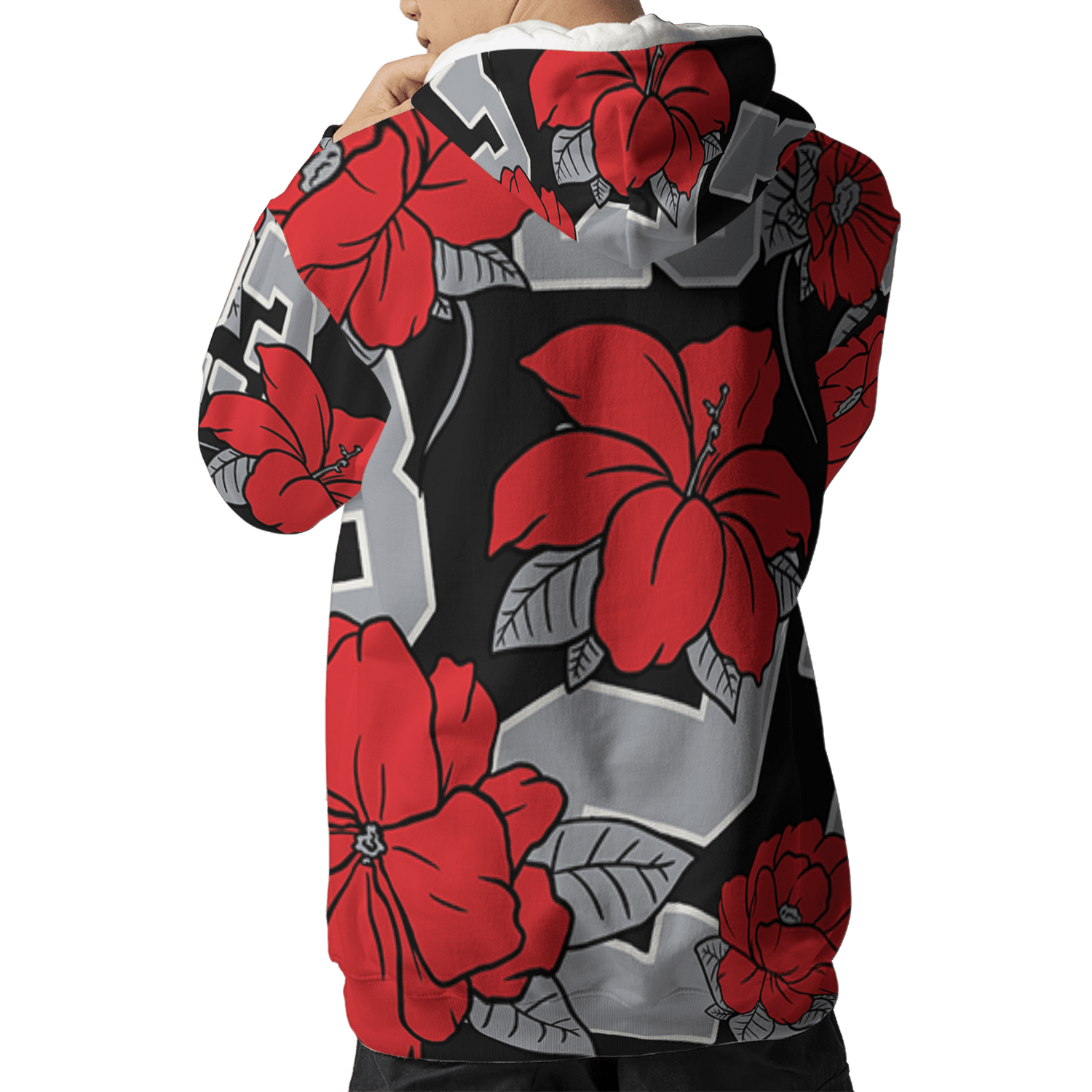 Bred Reimagined 4s Hoodie Match 23 Floral 3D All-Over Print Flowers - NastyJamz