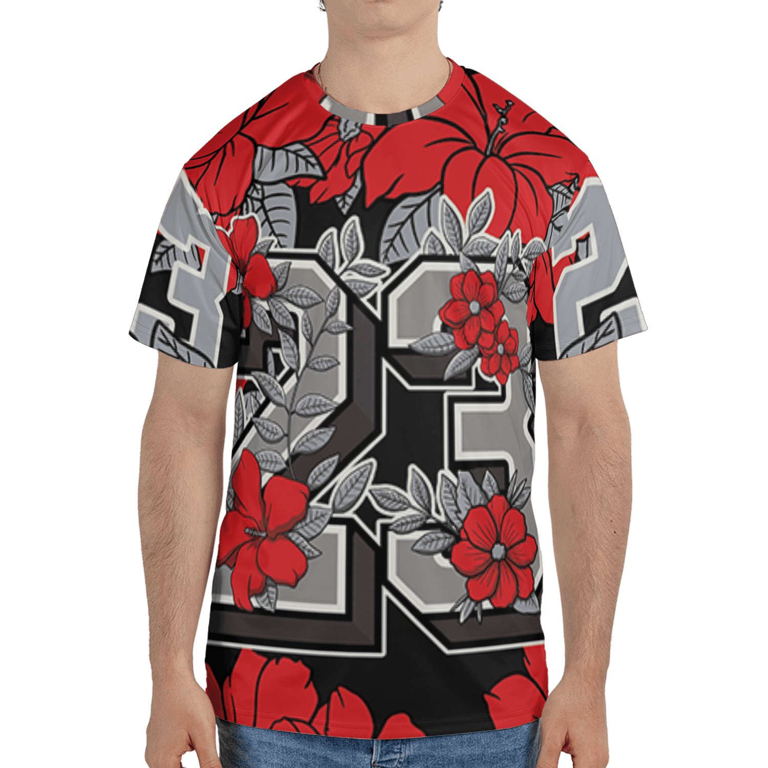 Bred Reimagined 4s T Shirt Match 23 Floral 3D All-Over Print Flowers - NastyJamz