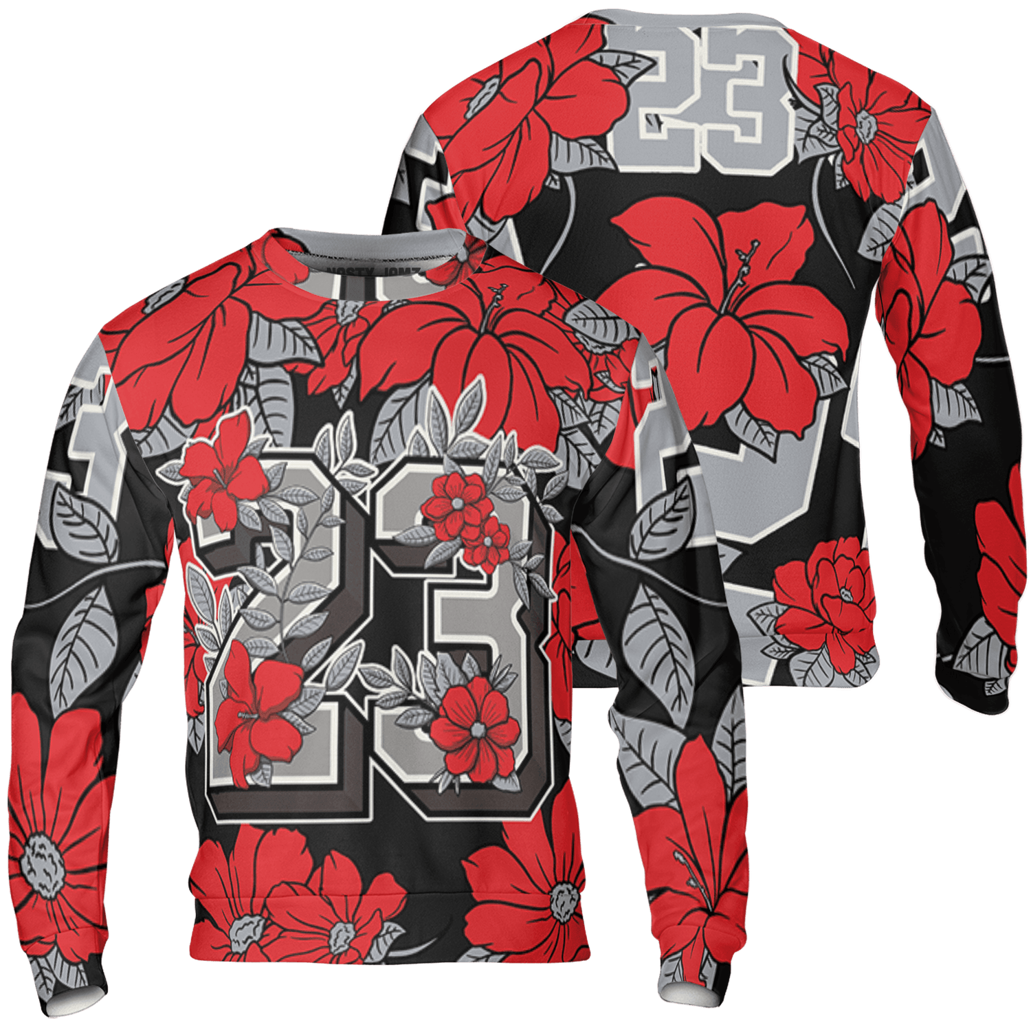 Bred Reimagined 4s Sweatshirt Match 23 Floral 3D All-Over Print Flowers - NastyJamz