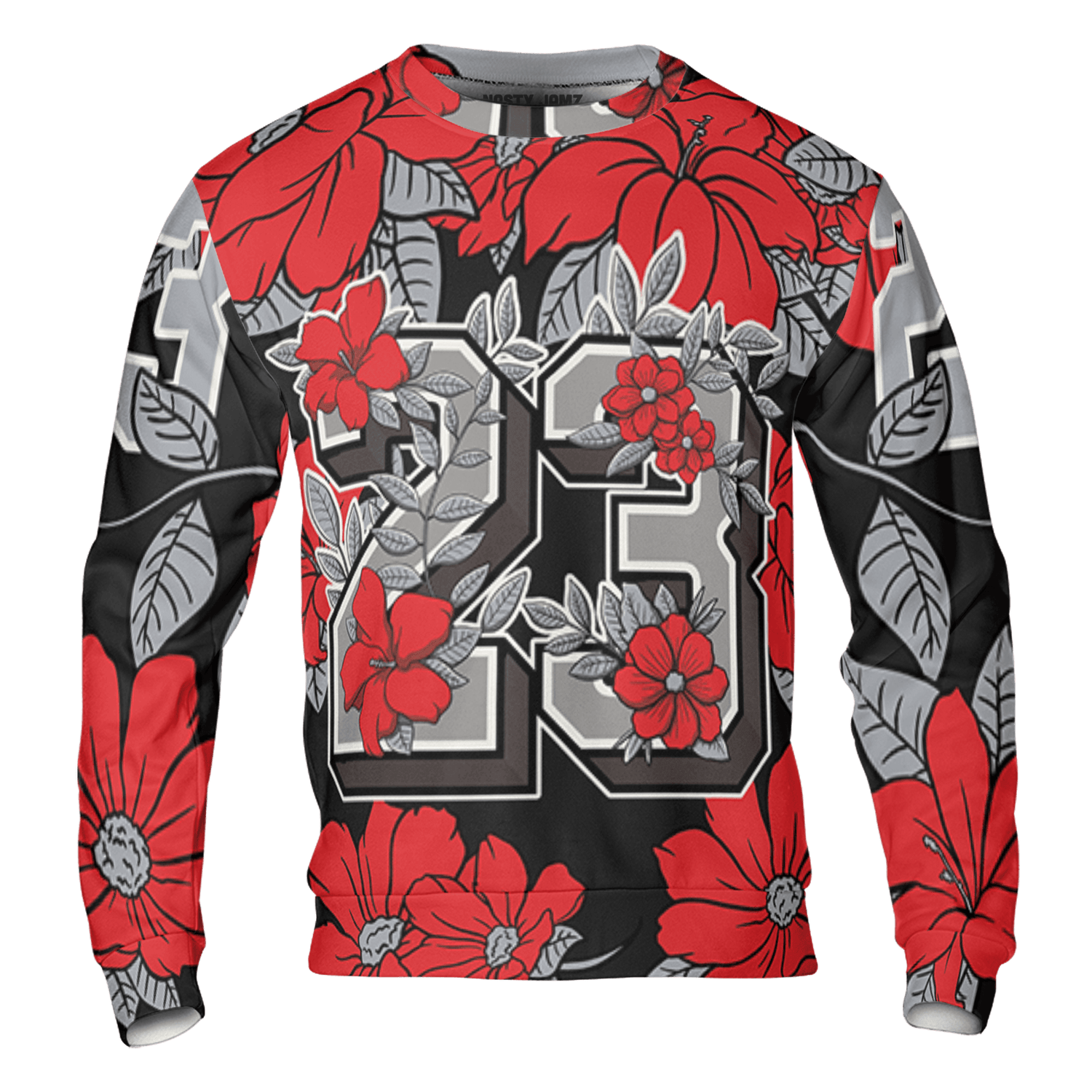 Bred Reimagined 4s Sweatshirt Match 23 Floral 3D All-Over Print Flowers - NastyJamz