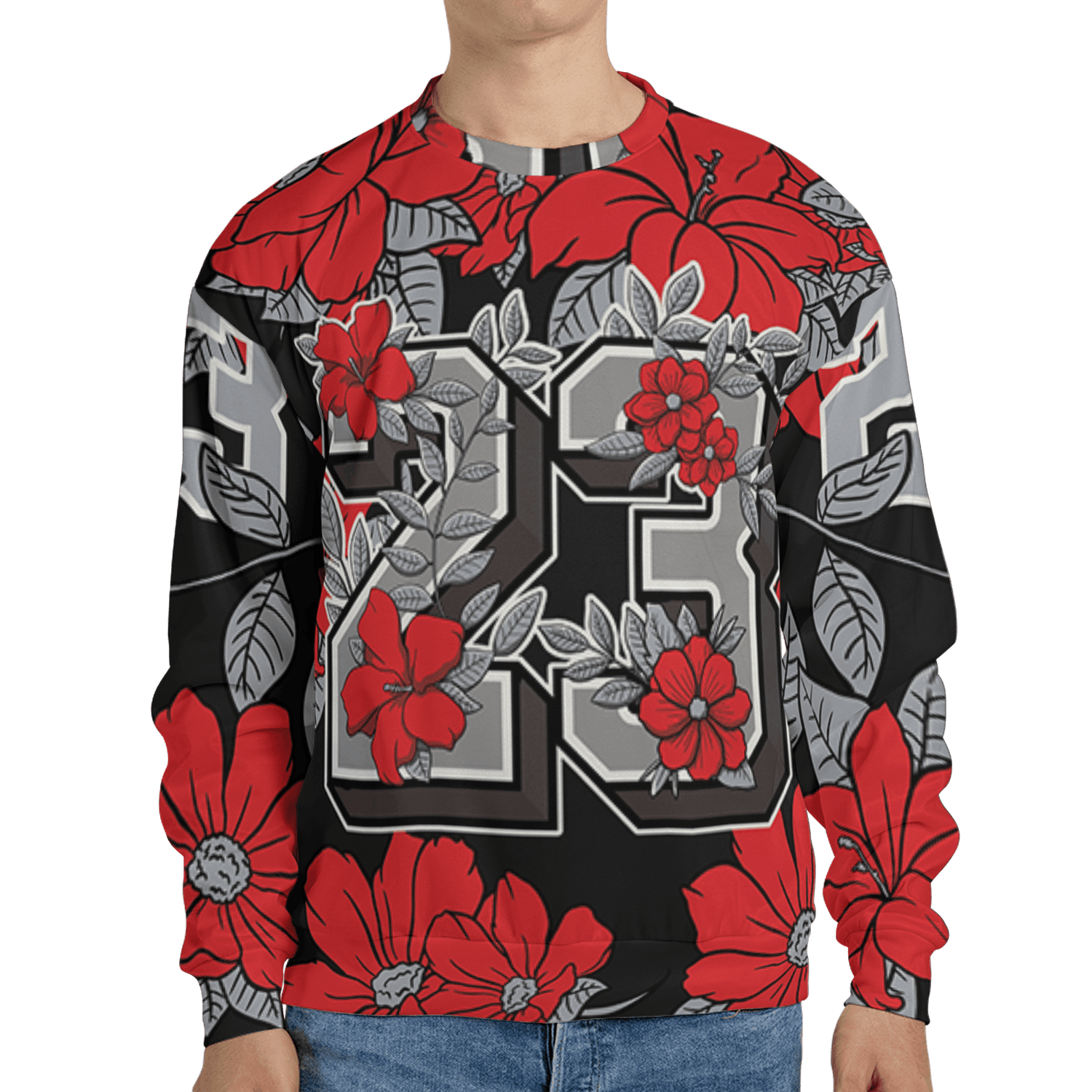 Bred Reimagined 4s Sweatshirt Match 23 Floral 3D All-Over Print Flowers - NastyJamz