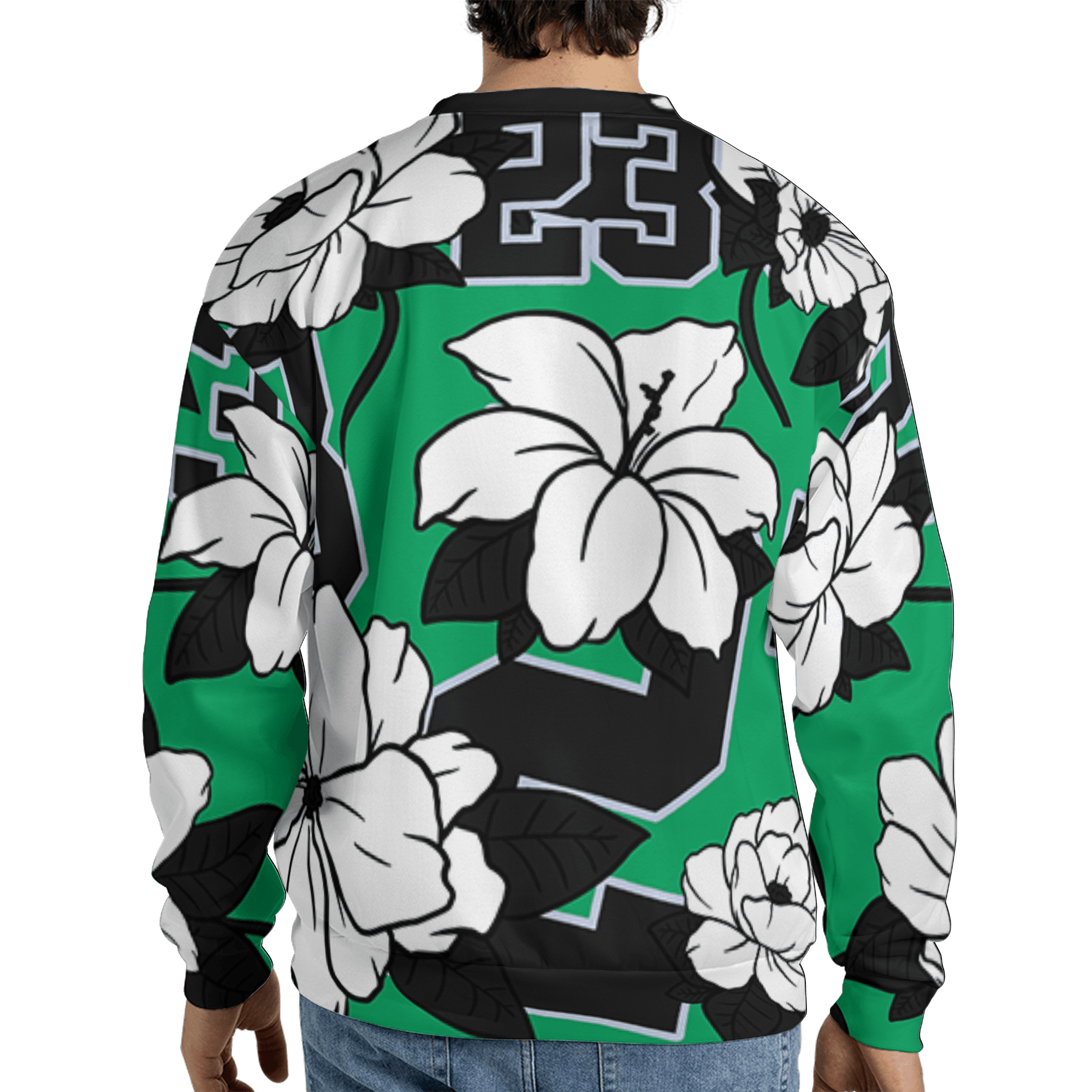 Lucky Green 5s Sweatshirt Match 23 Floral 3D All-Over Print Flowers - NastyJamz
