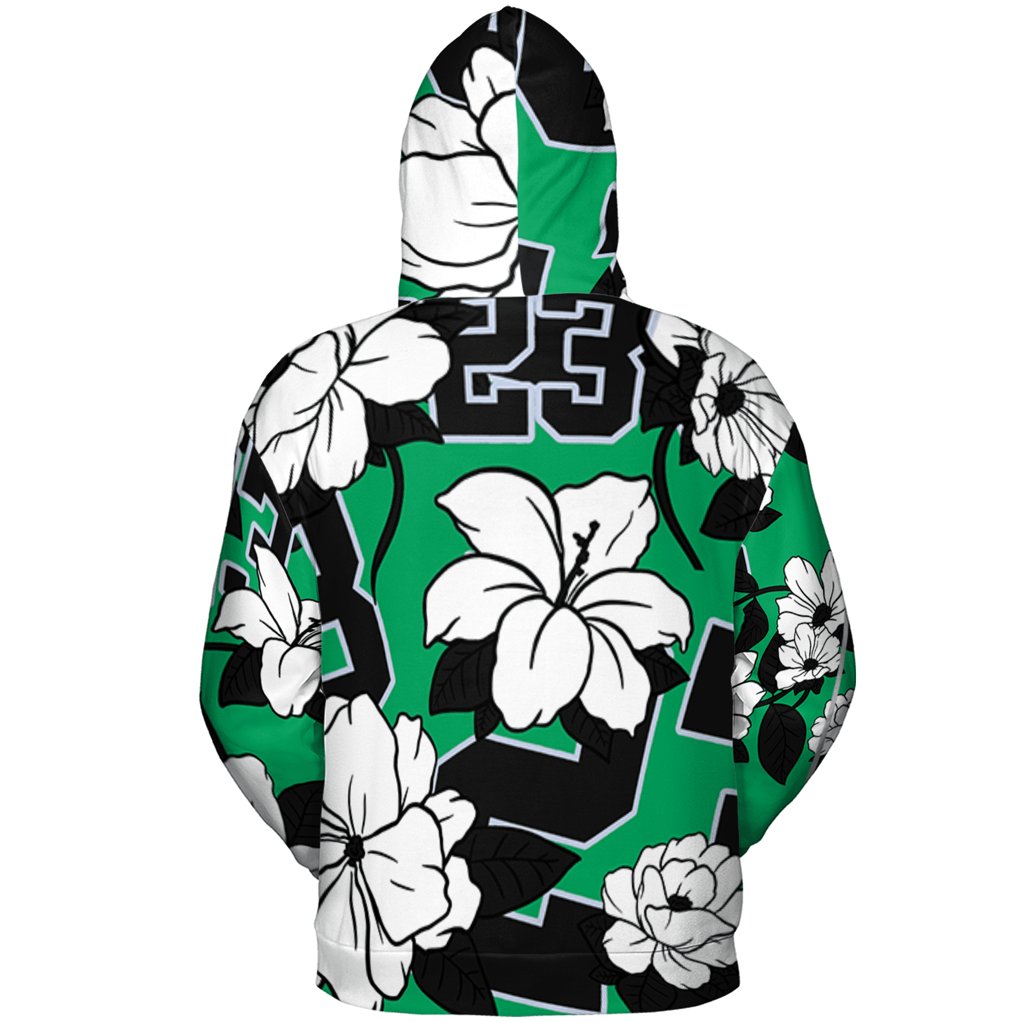 Lucky Green 5s Hoodie Match 23 Floral 3D All-Over Print Flowers - NastyJamz