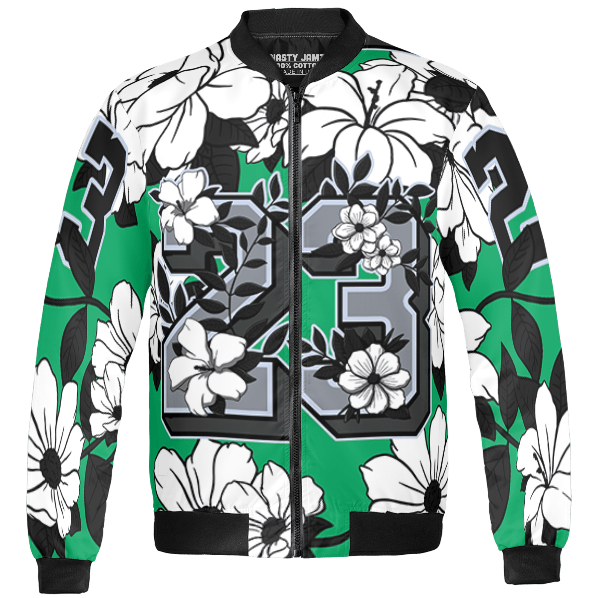 Lucky Green 5s Jacket Match 23 Floral 3D All-Over Print Flowers - NastyJamz