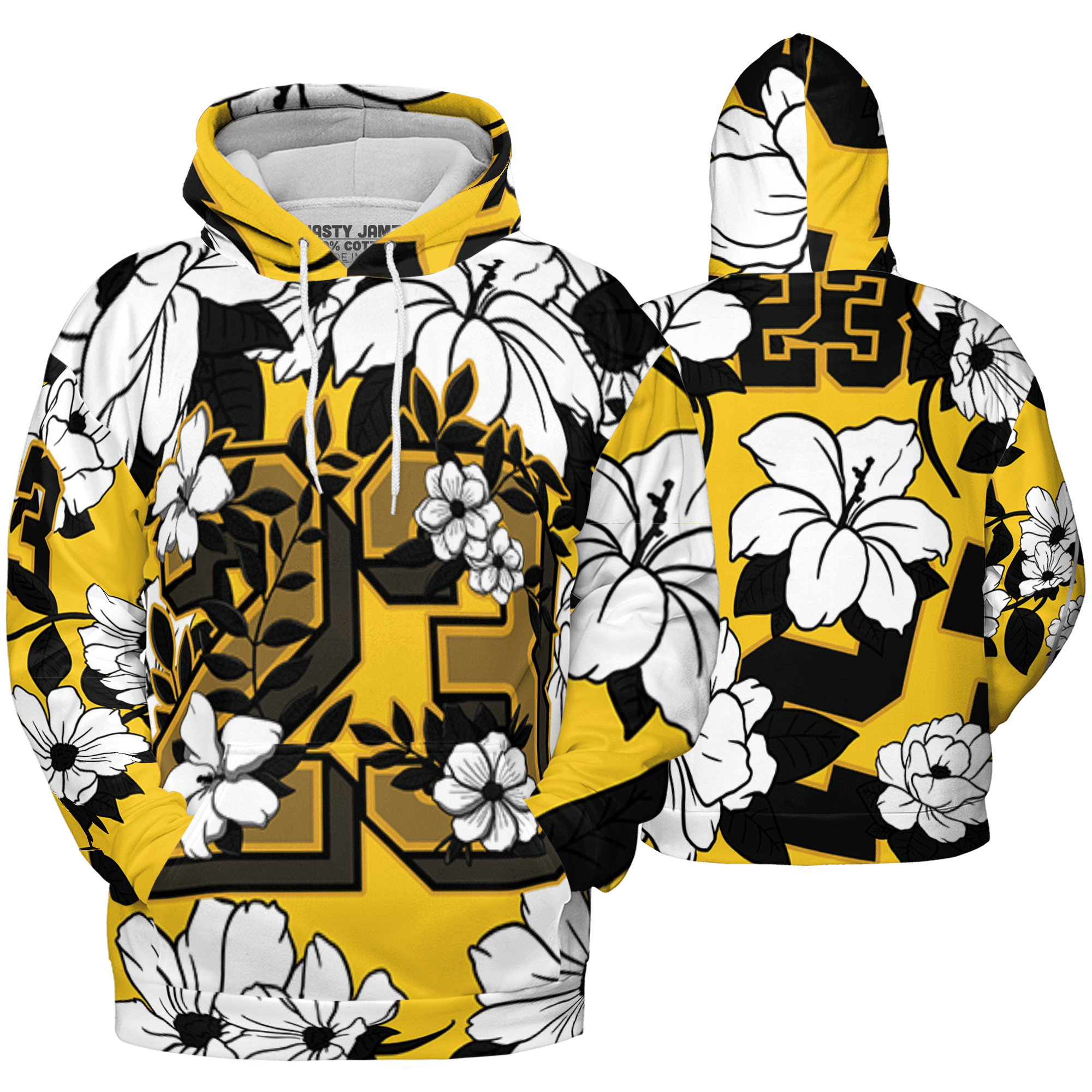 Yellow Ochre 6s Hoodie Match 23 Floral 3D All-Over Print Flowers - NastyJamz