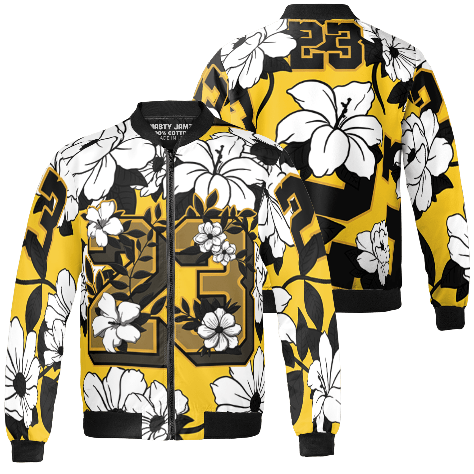 Yellow Ochre 6s Jacket Match 23 Floral 3D All-Over Print Flowers - NastyJamz