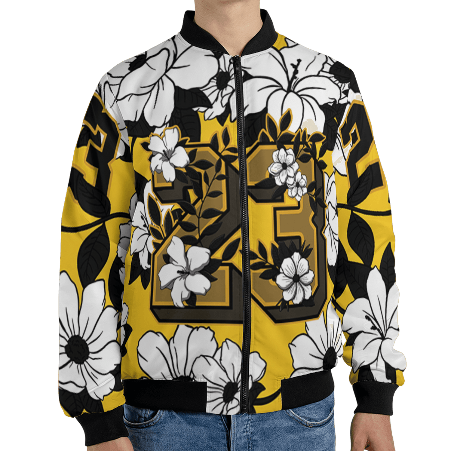Yellow Ochre 6s Jacket Match 23 Floral 3D All-Over Print Flowers - NastyJamz
