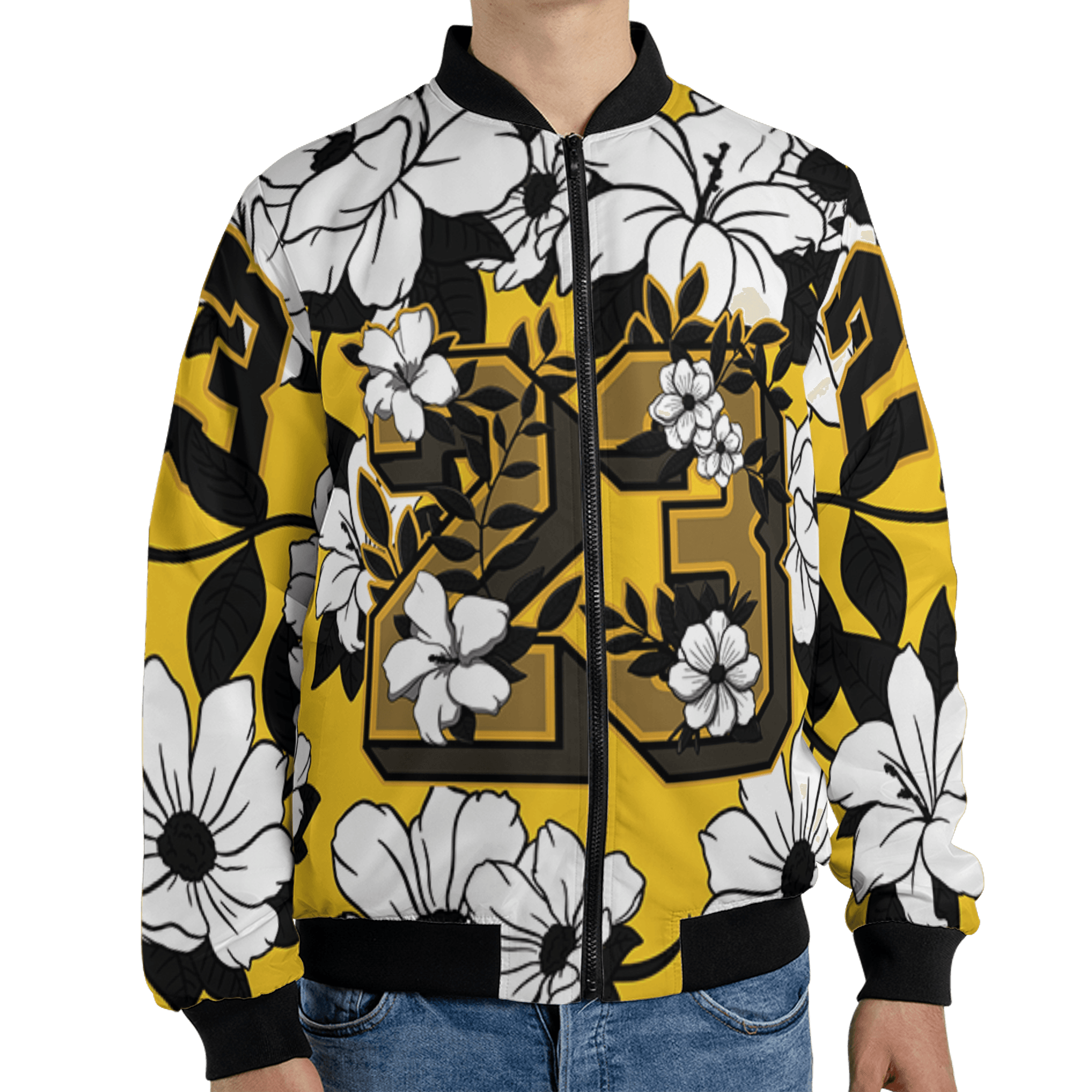 Yellow Ochre 6s Jacket Match 23 Floral 3D All-Over Print Flowers - NastyJamz