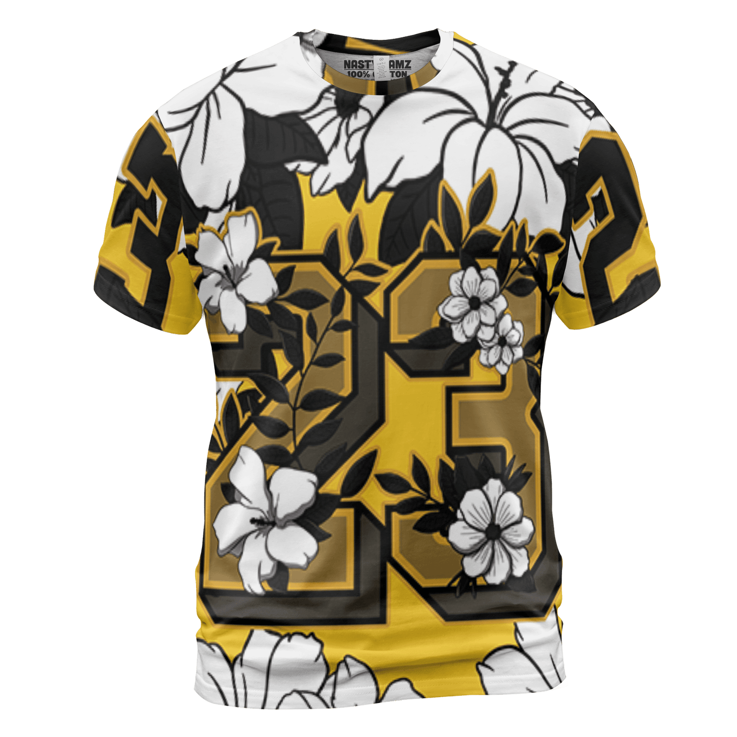 Yellow Ochre 6s T Shirt Match 23 Floral 3D All-Over Print Flowers - NastyJamz