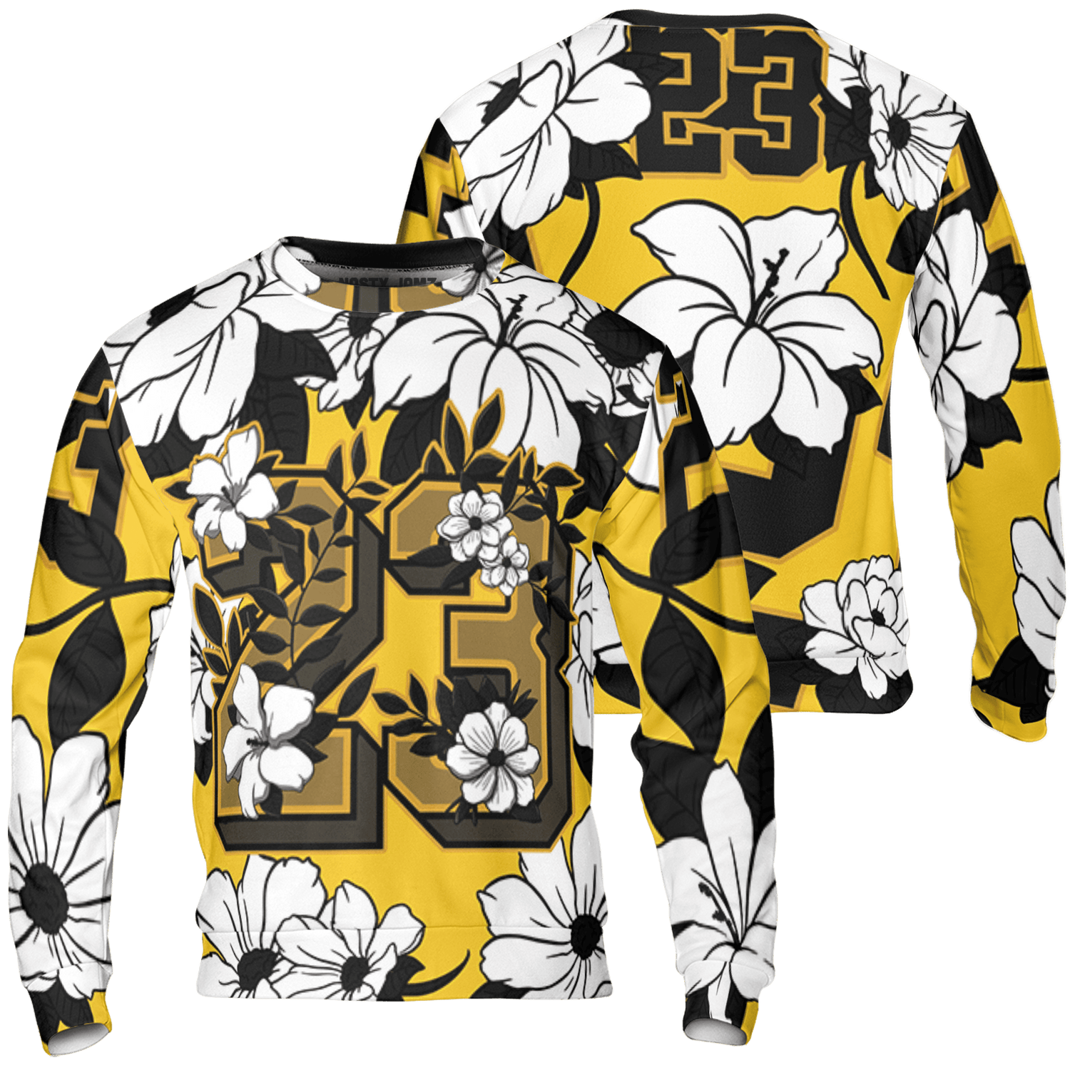Yellow Ochre 6s Sweatshirt Match 23 Floral 3D All-Over Print Flowers - NastyJamz