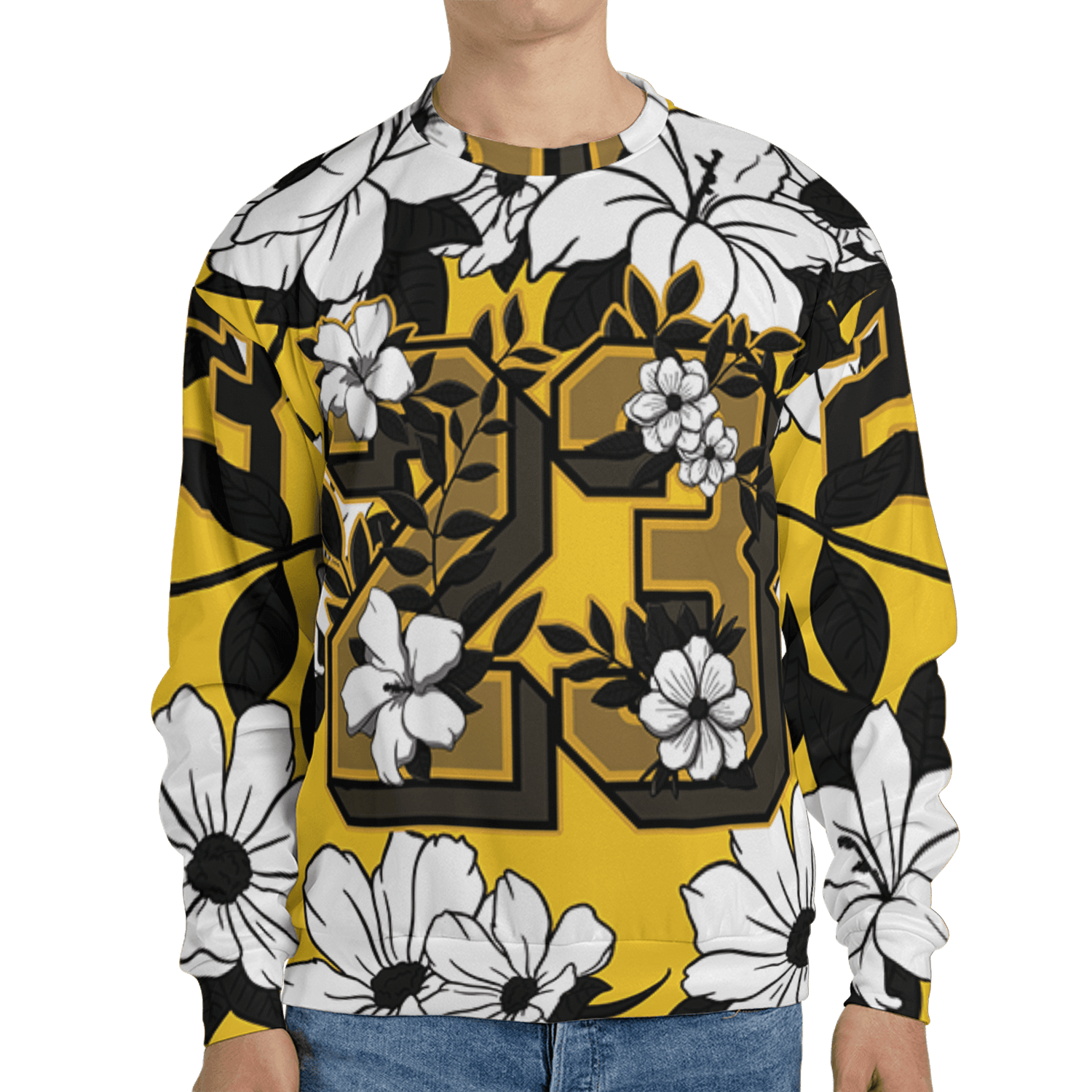 Yellow Ochre 6s Sweatshirt Match 23 Floral 3D All-Over Print Flowers - NastyJamz