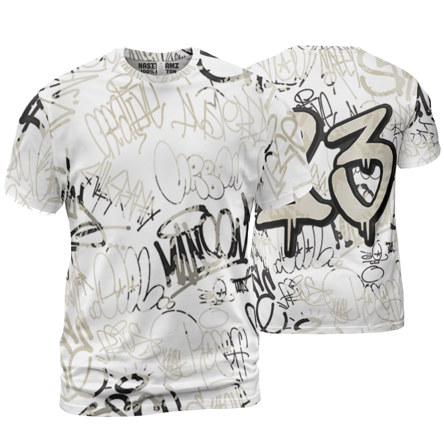 Gratitude 11s T Shirt Match 23 Hiphop 3D All-Over Print Graffiti Pattern - NastyJamz