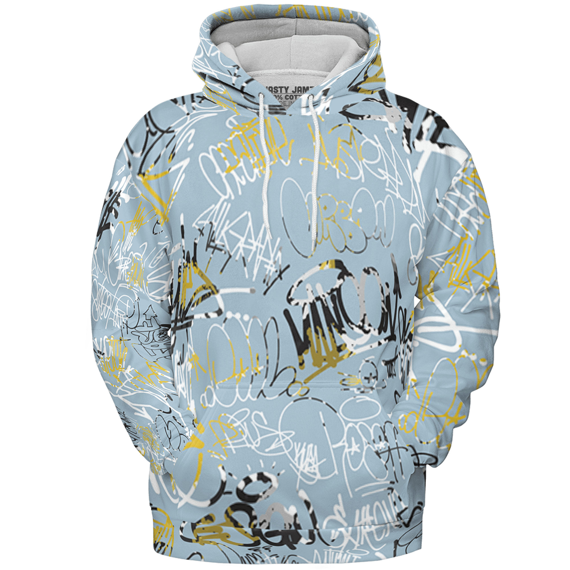 Blue Grey 13s Hoodie Match 23 Hiphop 3D All-Over Print Graffiti Pattern - NastyJamz