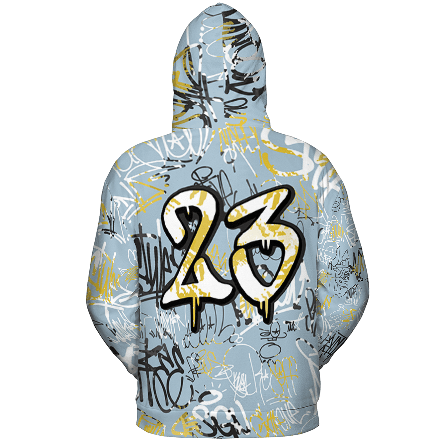 Blue Grey 13s Hoodie Match 23 Hiphop 3D All-Over Print Graffiti Pattern - NastyJamz