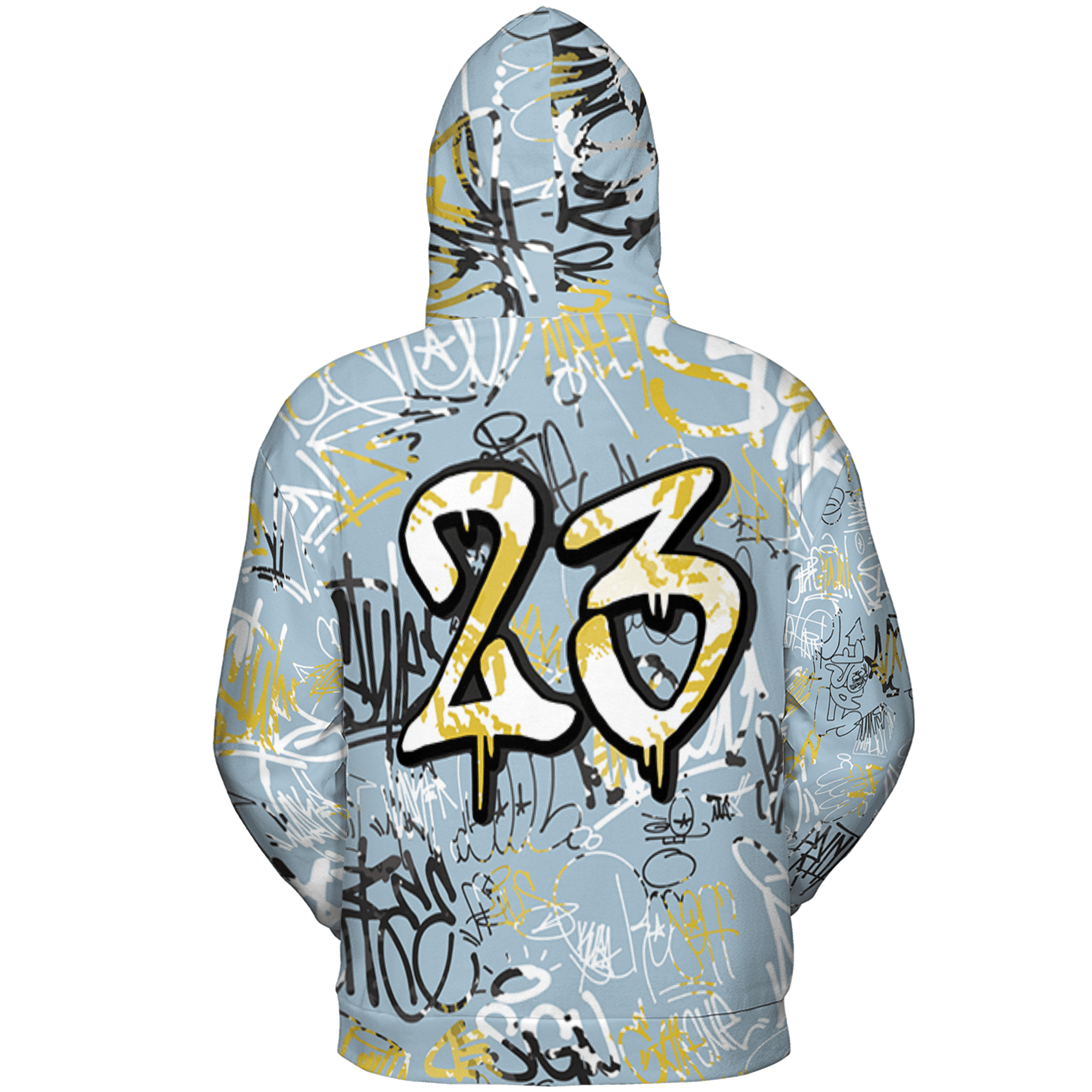 Blue Grey 13s Hoodie Match 23 Hiphop 3D All-Over Print Graffiti Pattern - NastyJamz