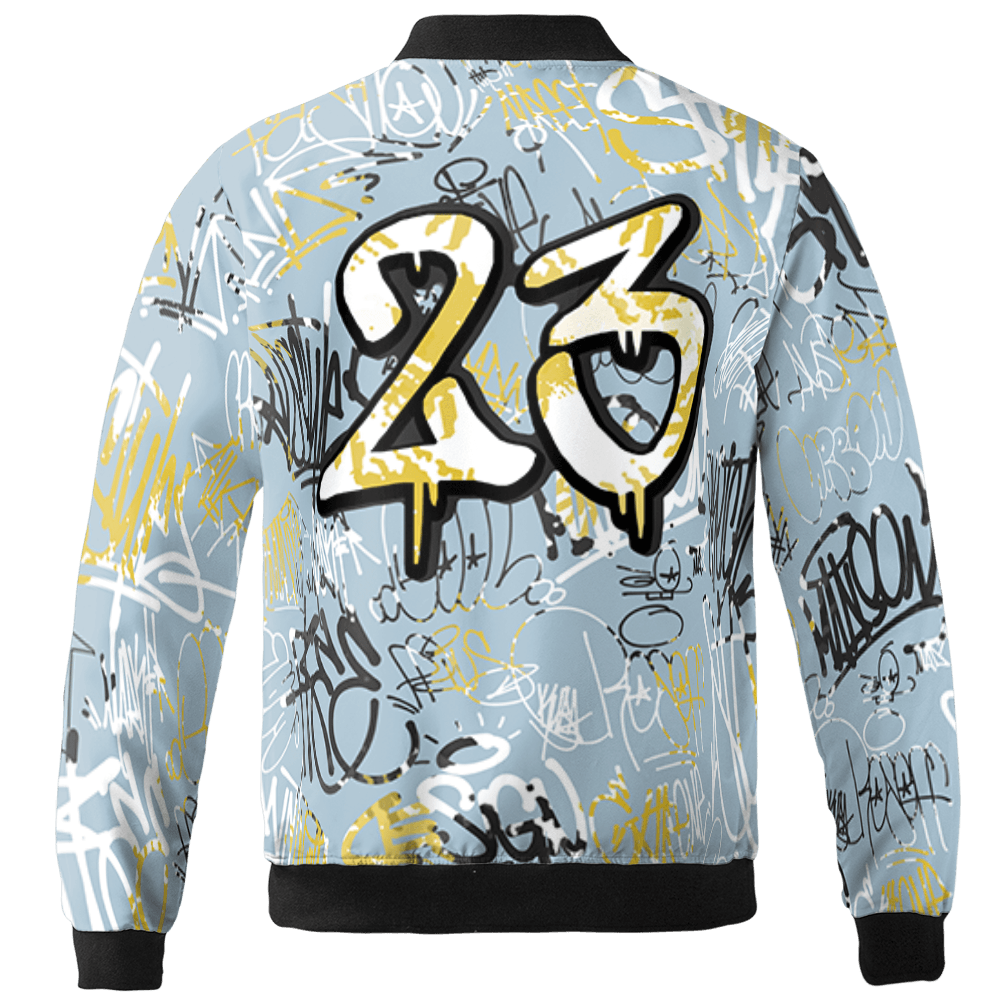 Blue Grey 13s Jacket Match 23 Hiphop 3D All-Over Print Graffiti Pattern - NastyJamz