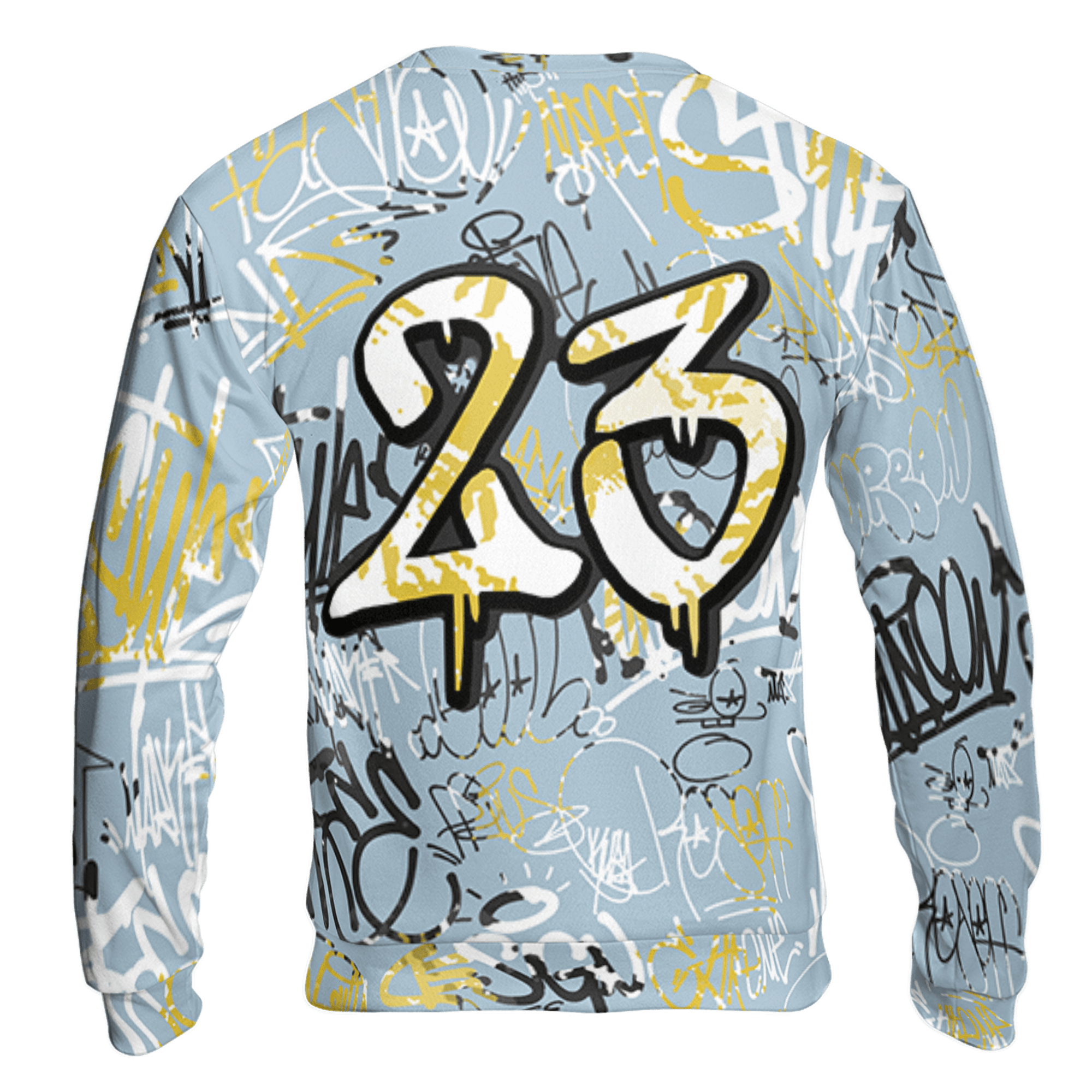 Blue Grey 13s Sweatshirt Match 23 Hiphop 3D All-Over Print Graffiti Pattern - NastyJamz