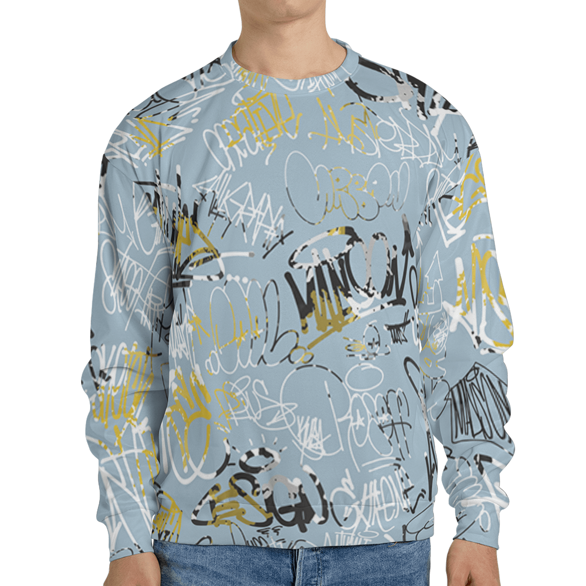Blue Grey 13s Sweatshirt Match 23 Hiphop 3D All-Over Print Graffiti Pattern - NastyJamz