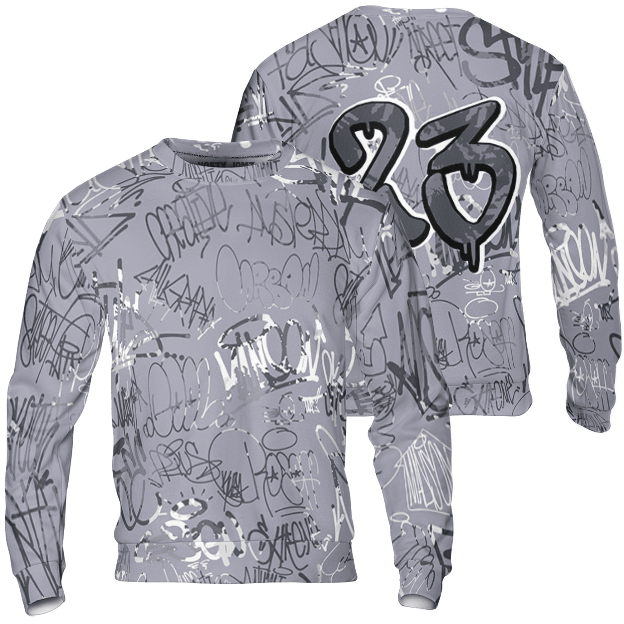 Stealth 14s Sweatshirt Match 23 Hiphop 3D All-Over Print Graffiti Pattern - NastyJamz