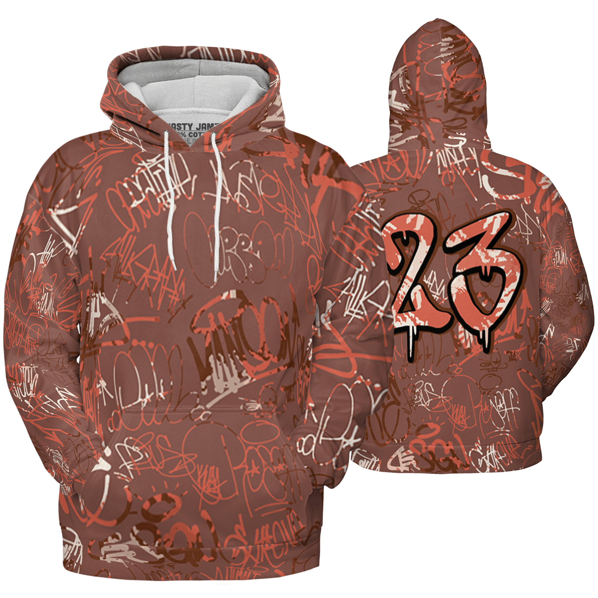 High OG Dusted Clay 1s Hoodie Match 23 Hiphop 3D All-Over Print Graffiti Pattern - NastyJamz