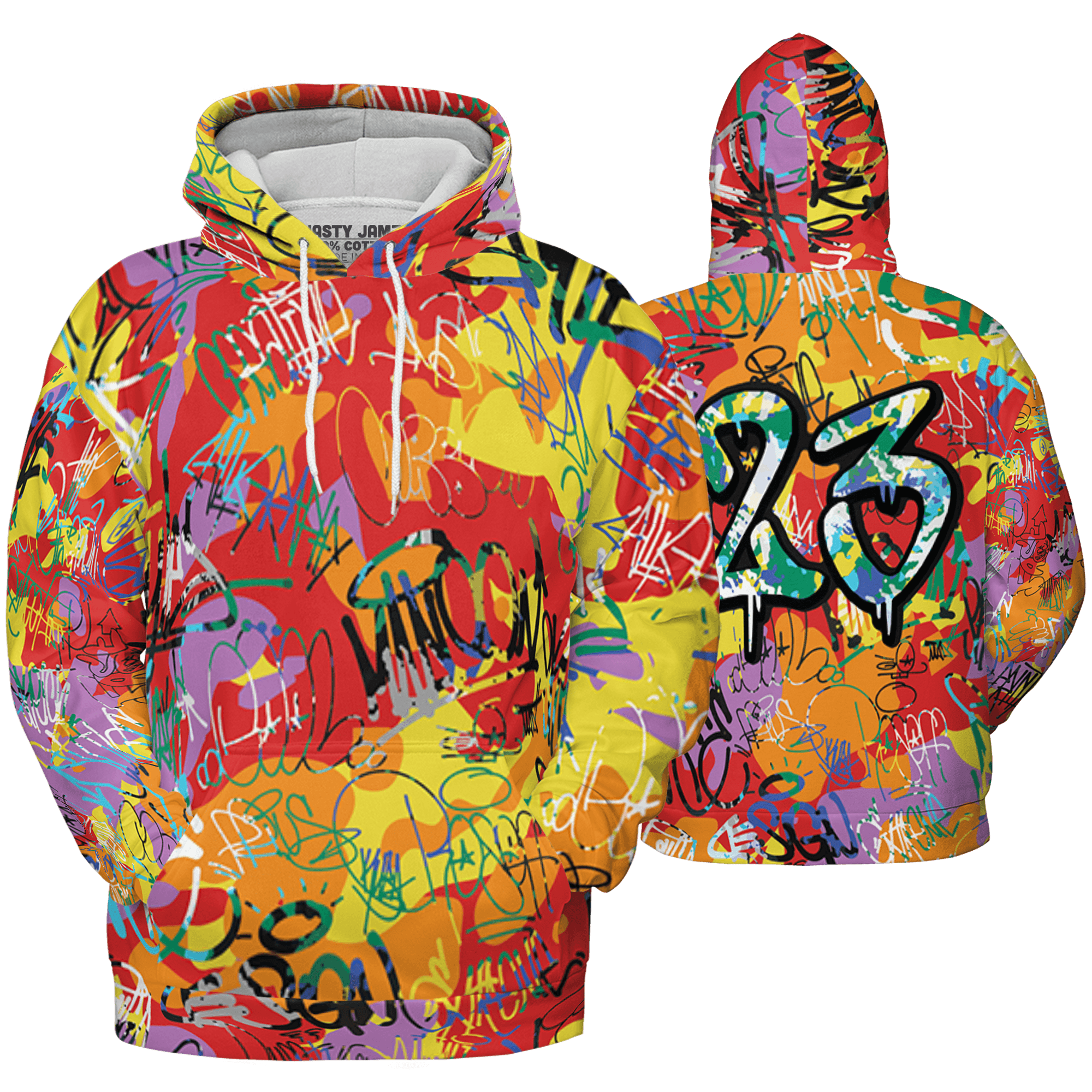 Mid GS Six Championships 1s Hoodie Match 23 Hiphop 3D All-Over Print Graffiti Pattern - NastyJamz
