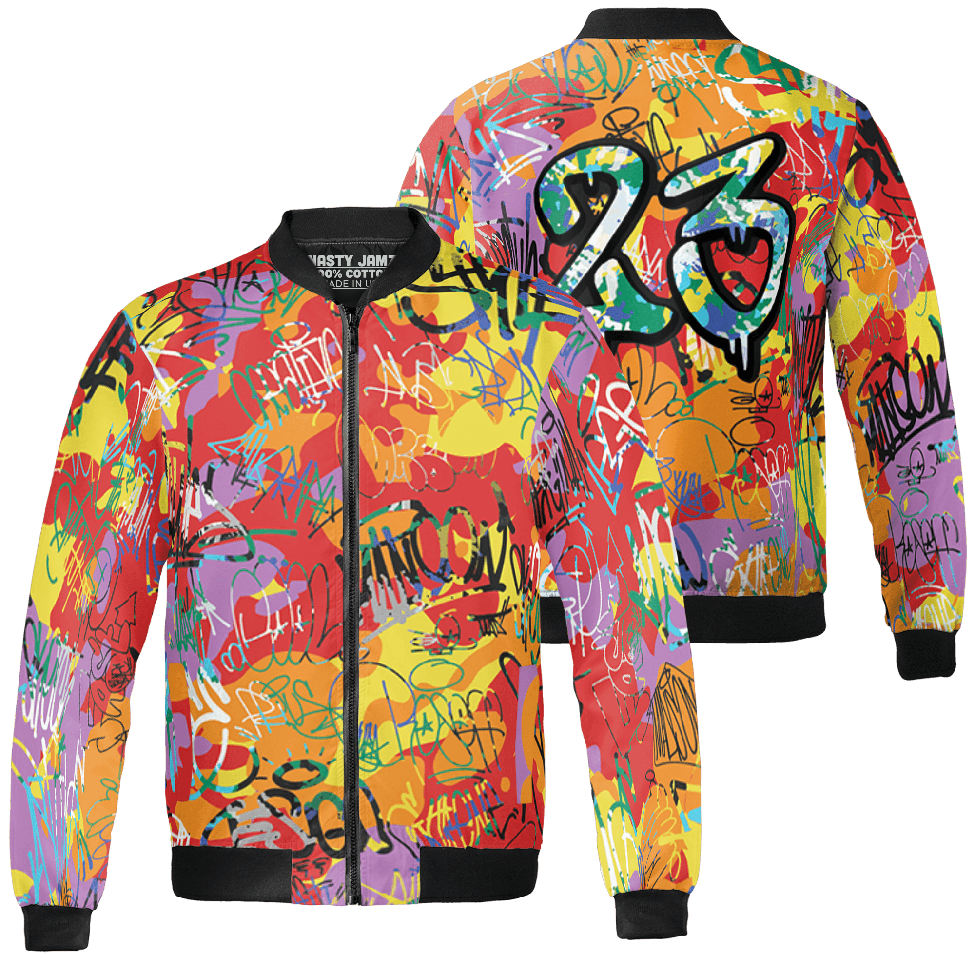 Mid GS Six Championships 1s Jacket Match 23 Hiphop 3D All-Over Print Graffiti Pattern - NastyJamz