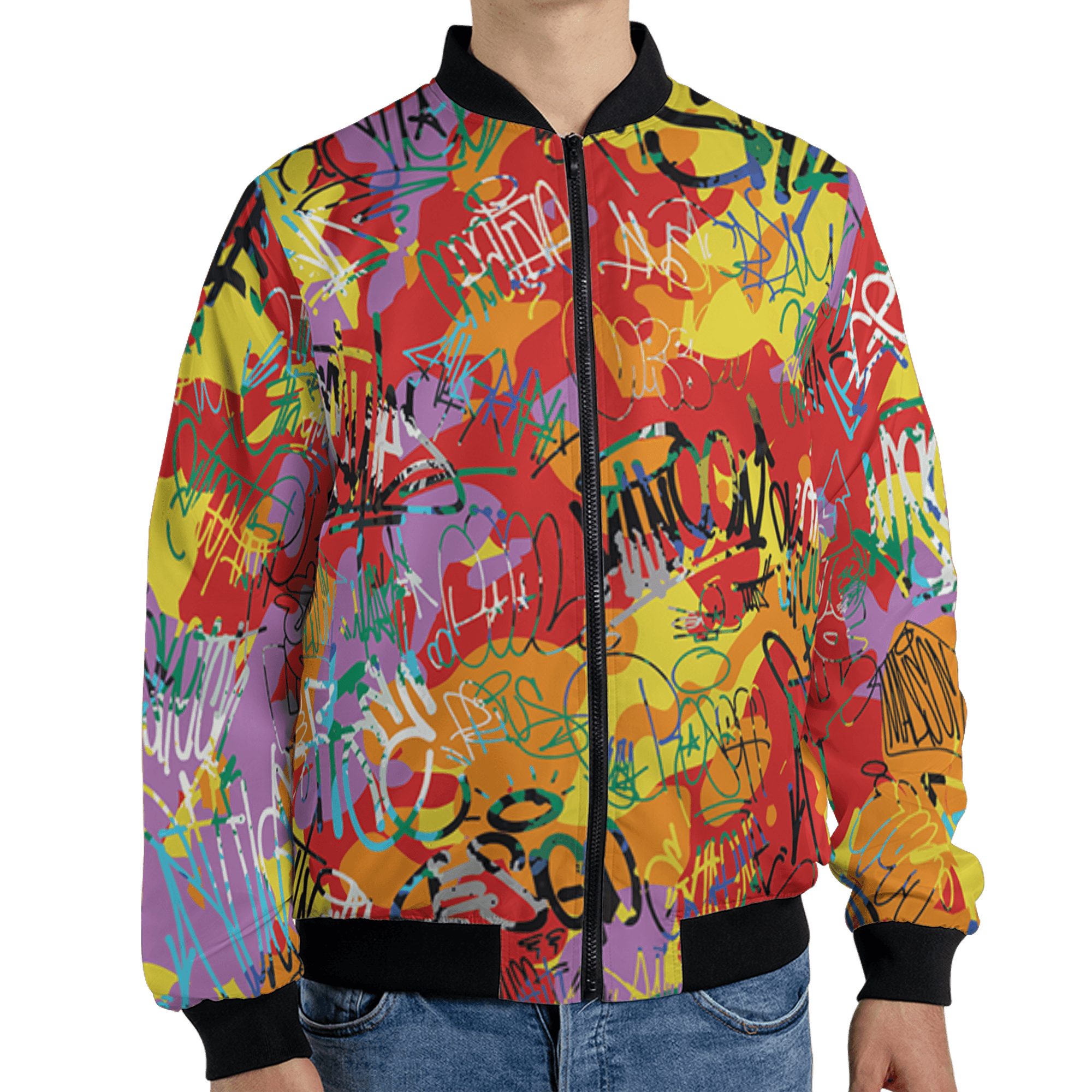 Mid GS Six Championships 1s Jacket Match 23 Hiphop 3D All-Over Print Graffiti Pattern - NastyJamz