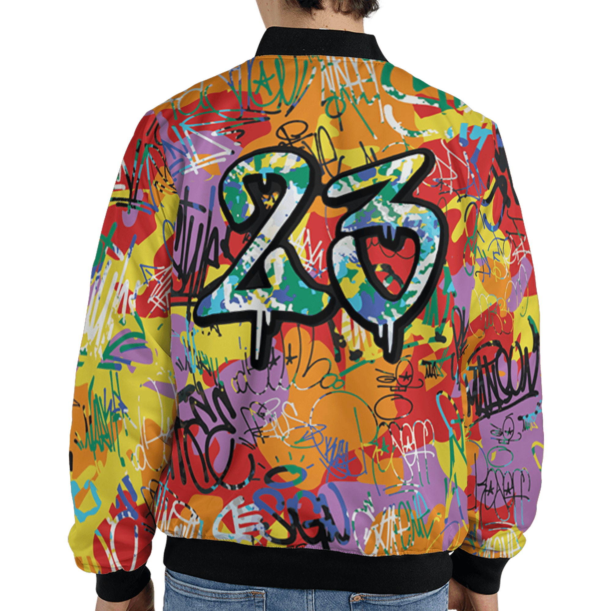 Mid GS Six Championships 1s Jacket Match 23 Hiphop 3D All-Over Print Graffiti Pattern - NastyJamz