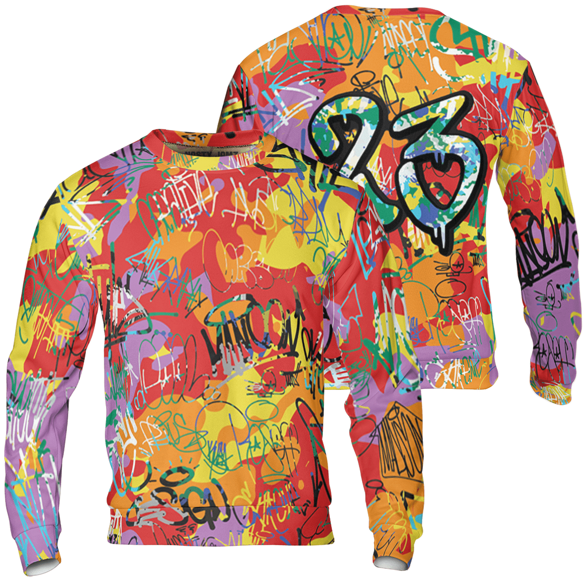 Mid GS Six Championships 1s Sweatshirt Match 23 Hiphop 3D All-Over Print Graffiti Pattern - NastyJamz