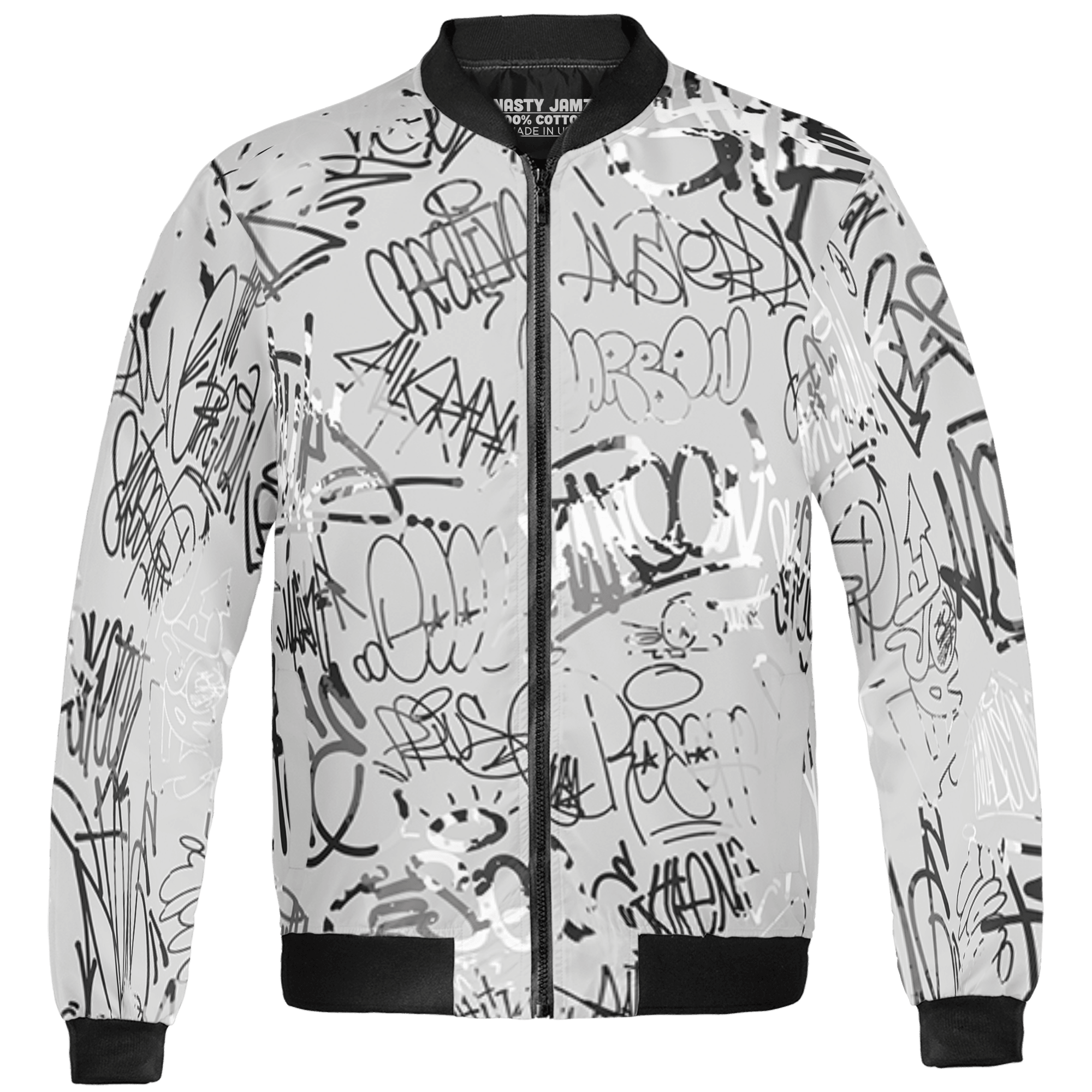 Retro High OG Black White 1s Jacket Match 23 Hiphop 3D All-Over Print Graffiti Pattern - NastyJamz