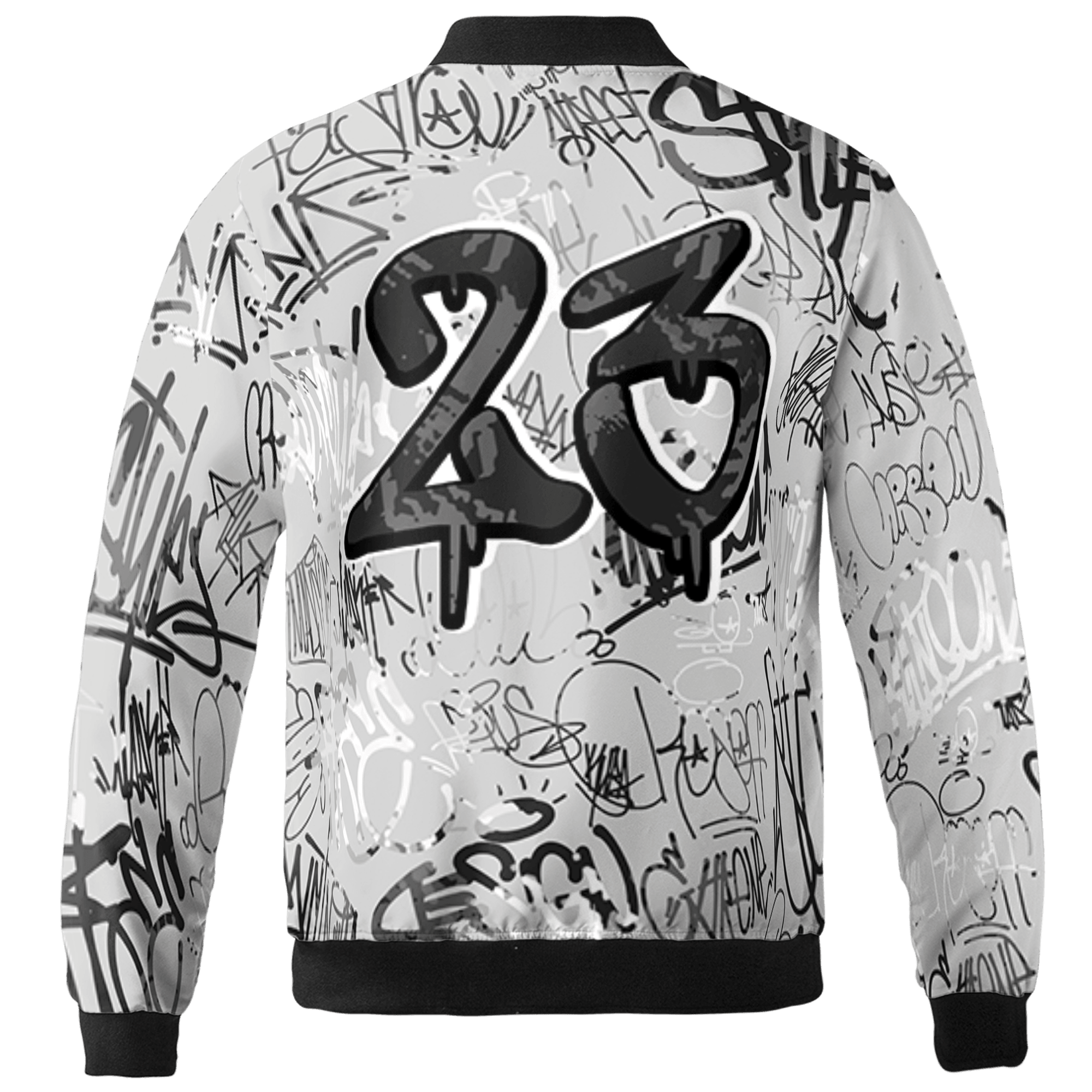 Retro High OG Black White 1s Jacket Match 23 Hiphop 3D All-Over Print Graffiti Pattern - NastyJamz
