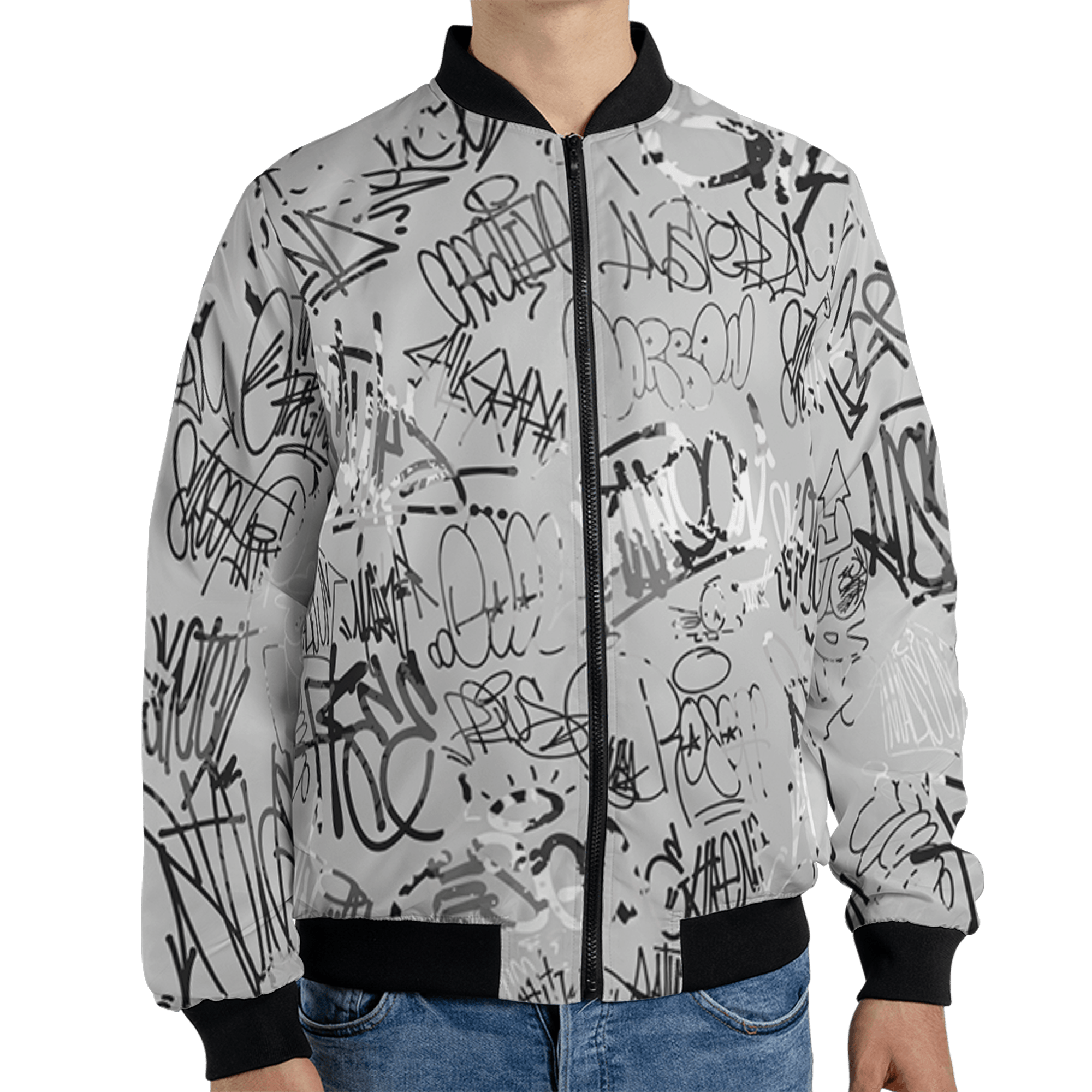 Retro High OG Black White 1s Jacket Match 23 Hiphop 3D All-Over Print Graffiti Pattern - NastyJamz
