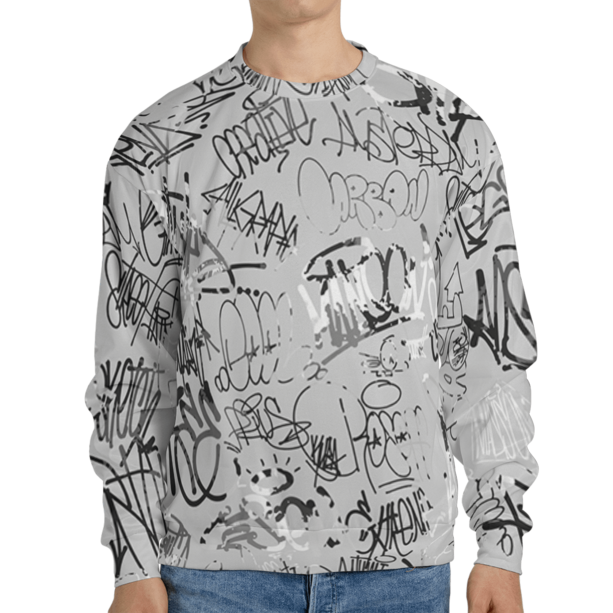 Retro High OG Black White 1s Sweatshirt Match 23 Hiphop 3D All-Over Print Graffiti Pattern - NastyJamz