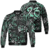 Green Glow 3s Jacket Match 23 Hiphop 3D All-Over Print Graffiti Pattern - NastyJamz