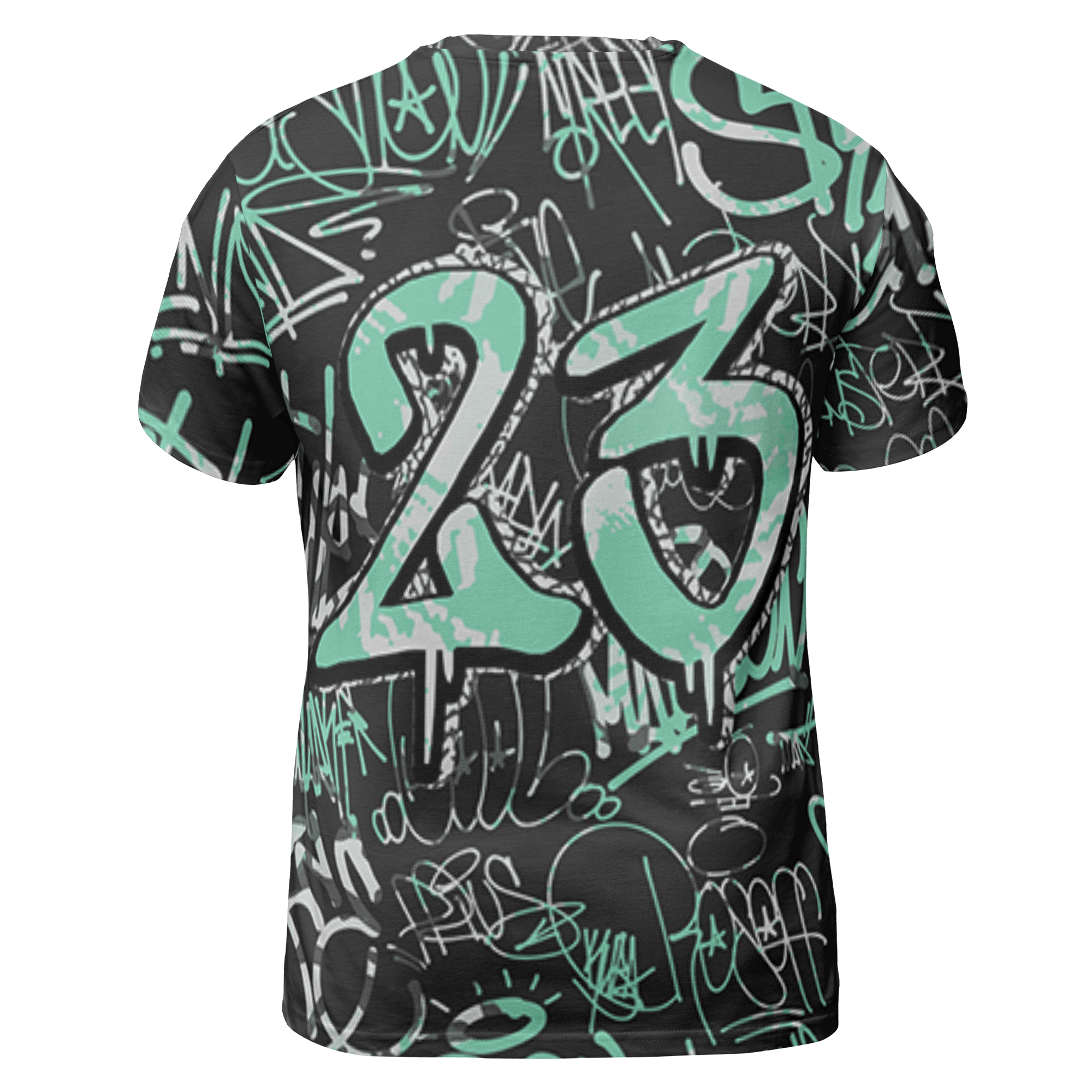 Green Glow 3s T Shirt Match 23 Hiphop 3D All-Over Print Graffiti Pattern - NastyJamz