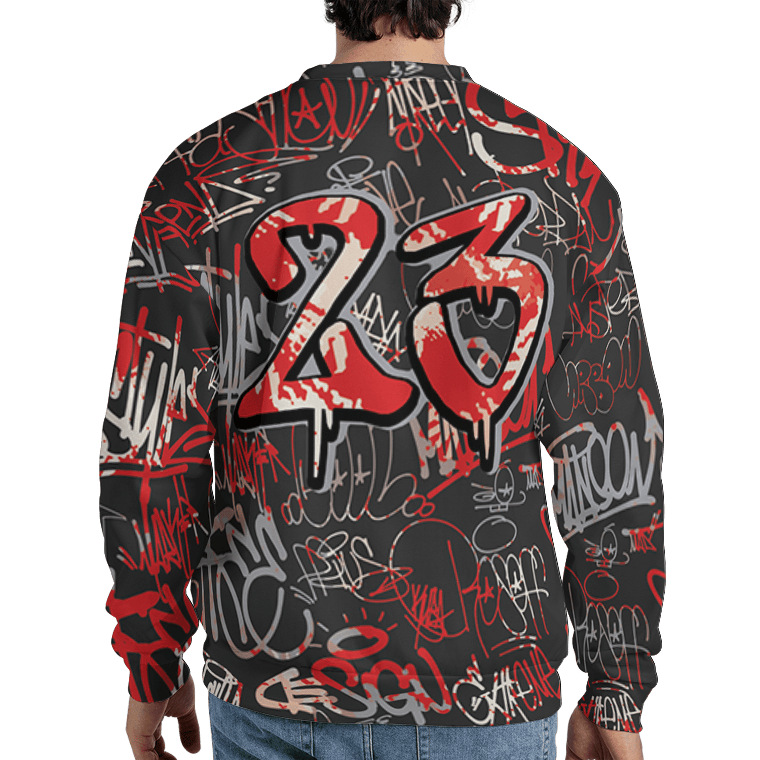 Bred Reimagined 4s Sweatshirt Match 23 Hiphop 3D All-Over Print Graffiti Pattern - NastyJamz