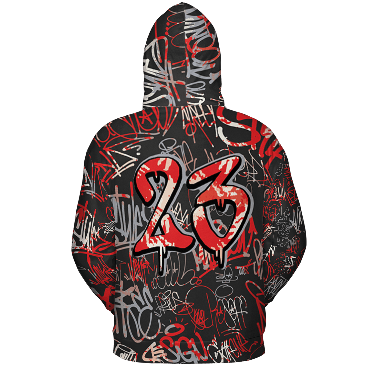 Bred Reimagined 4s Hoodie Match 23 Hiphop 3D All-Over Print Graffiti Pattern - NastyJamz