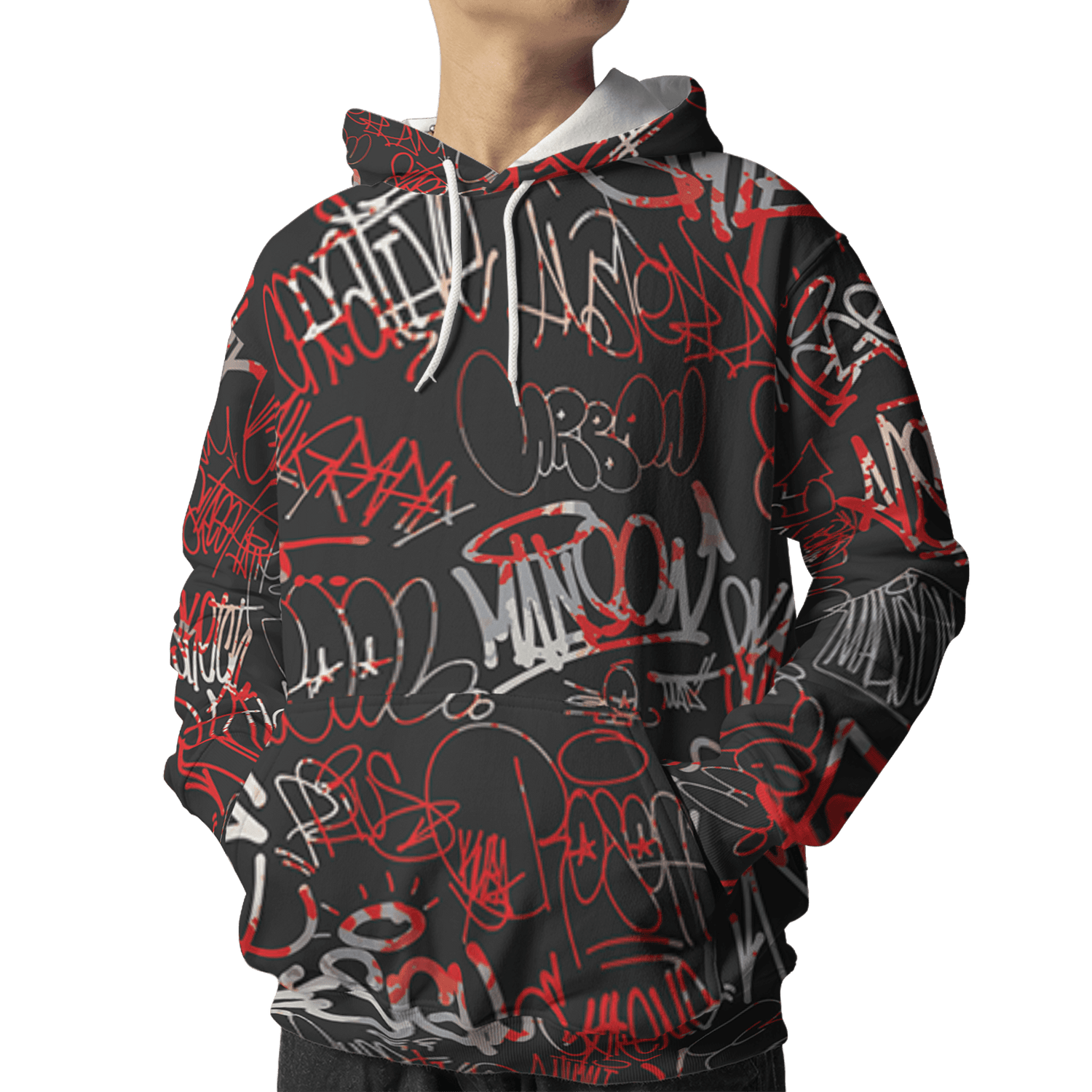 Bred Reimagined 4s Hoodie Match 23 Hiphop 3D All-Over Print Graffiti Pattern - NastyJamz