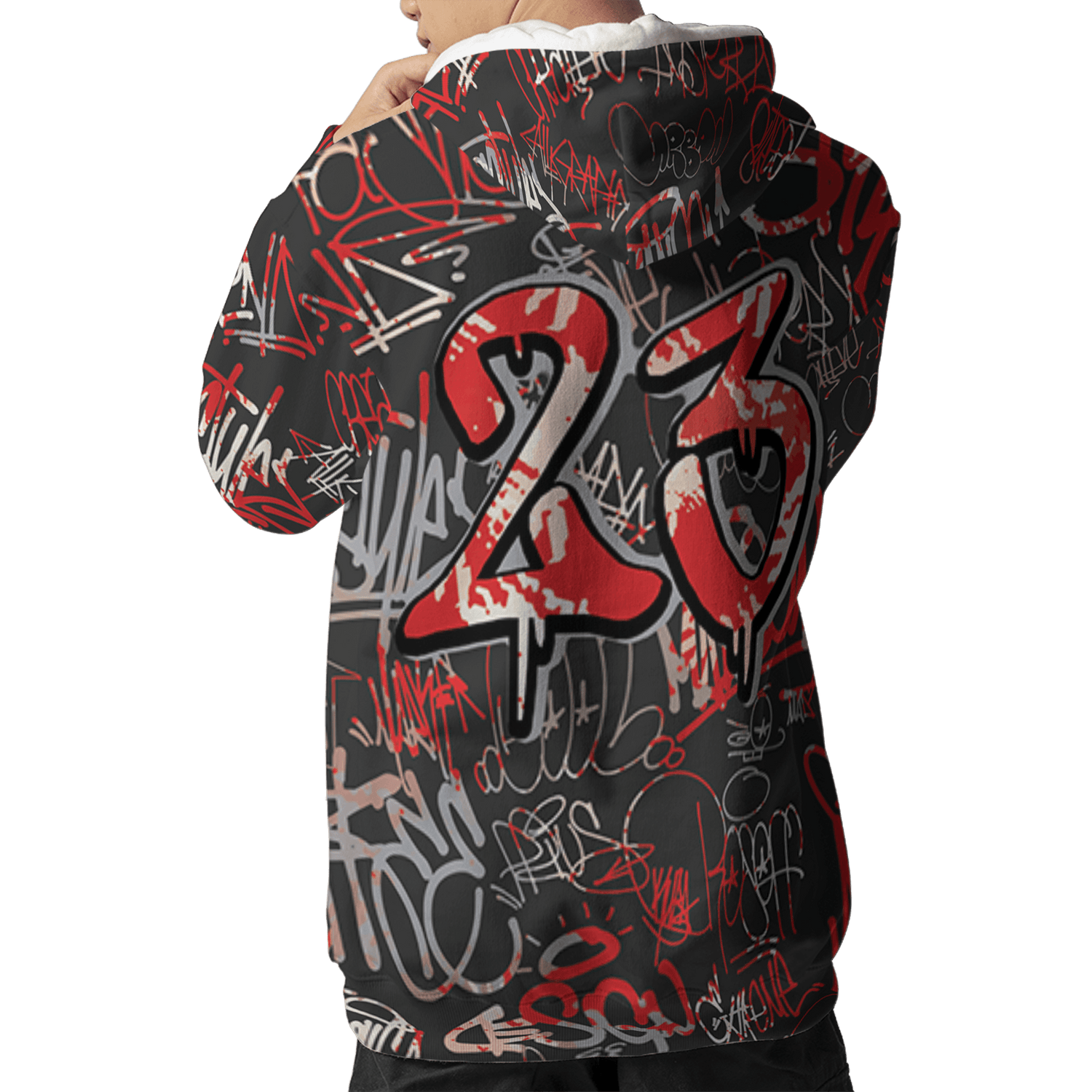 Bred Reimagined 4s Hoodie Match 23 Hiphop 3D All-Over Print Graffiti Pattern - NastyJamz