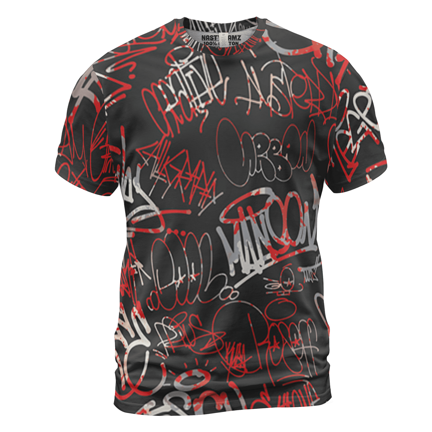 Bred Reimagined 4s T Shirt Match 23 Hiphop 3D All-Over Print Graffiti Pattern - NastyJamz