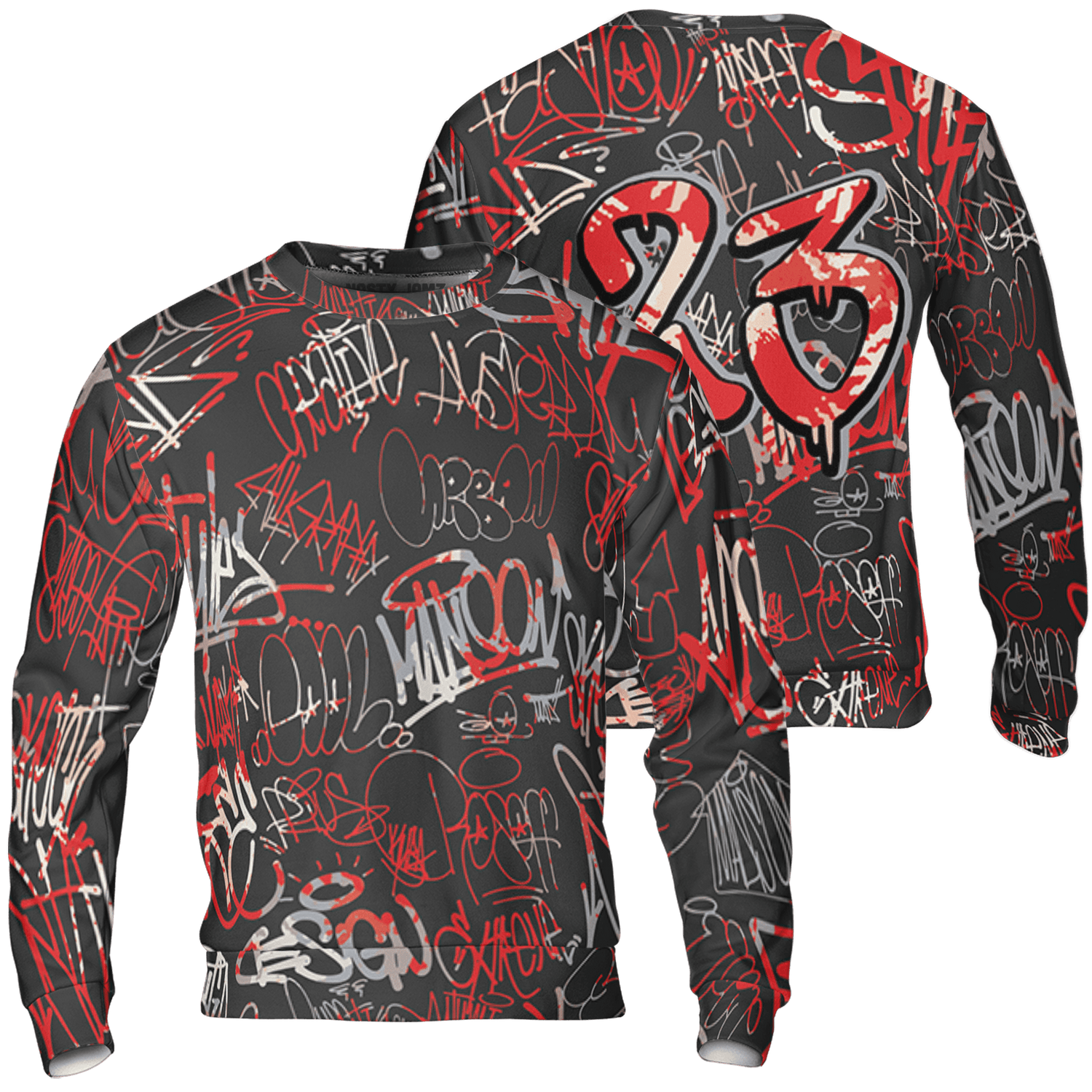 Bred Reimagined 4s Sweatshirt Match 23 Hiphop 3D All-Over Print Graffiti Pattern - NastyJamz